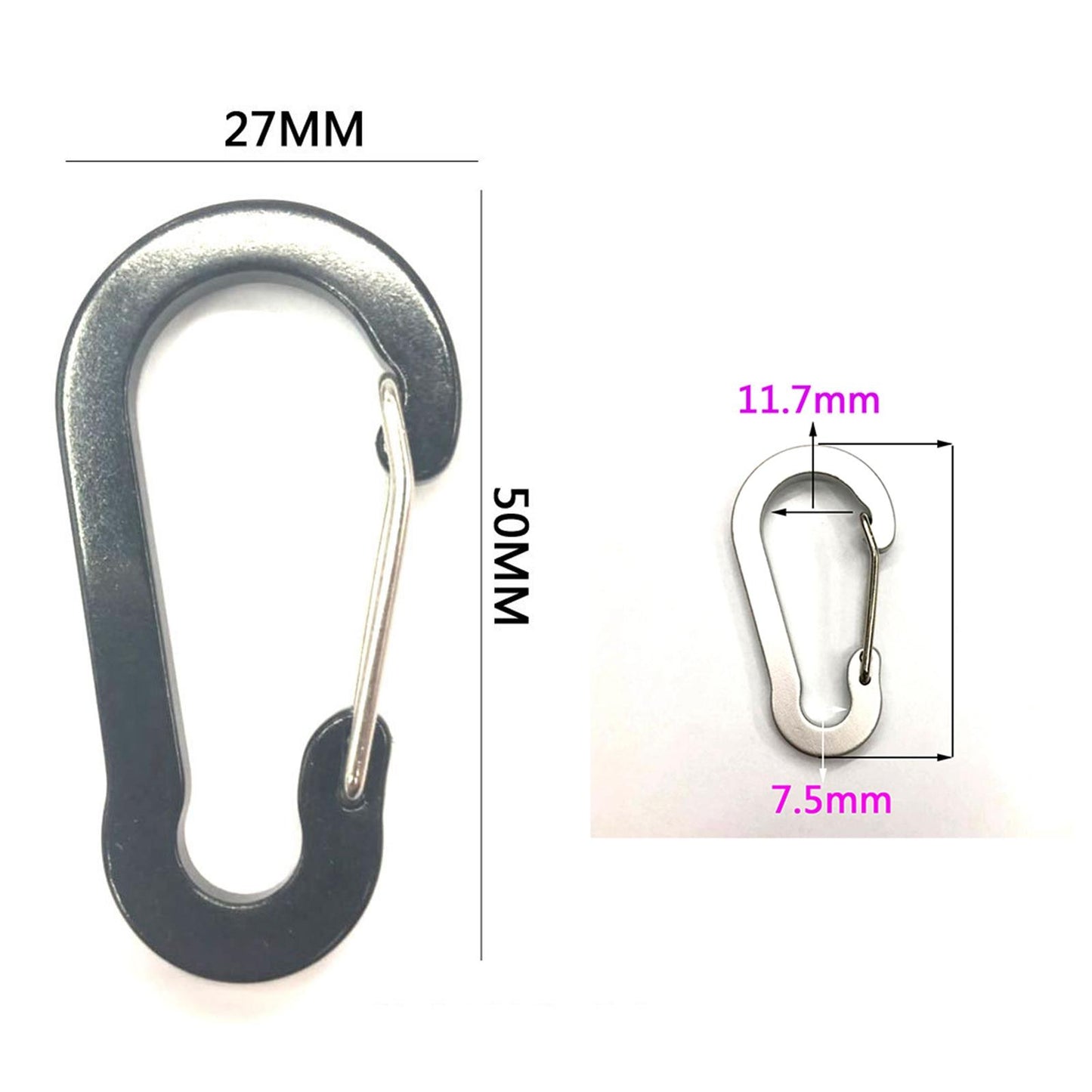 10x Carabiner Clip Snap Hook Keyring D Ring for Travel Camping blue