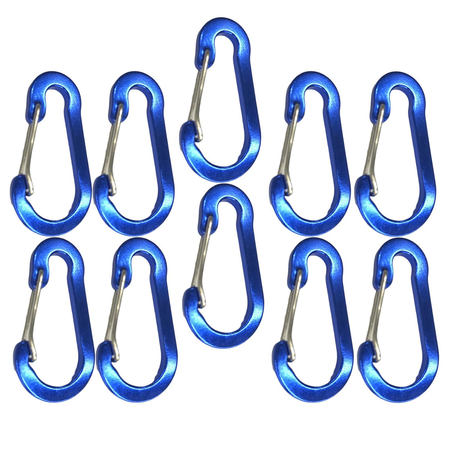 10x Carabiner Clip Snap Hook Keyring D Ring for Travel Camping blue
