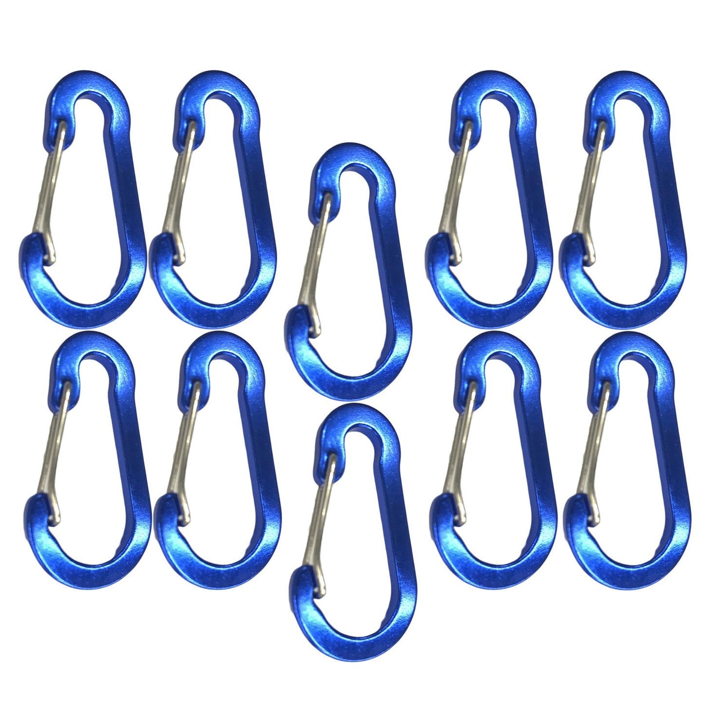 10x Carabiner Clip Snap Hook Keyring D Ring for Travel Camping blue