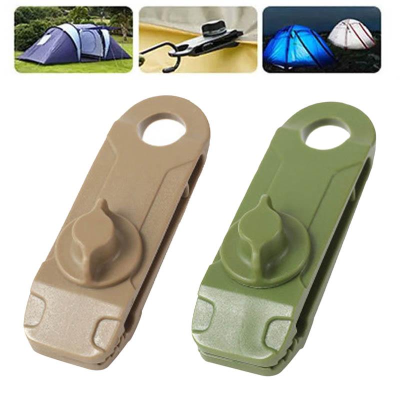 10Pcs Camping Tent Clamps Holder Tarp Clip Caravan Canopies Car Covers Khaki