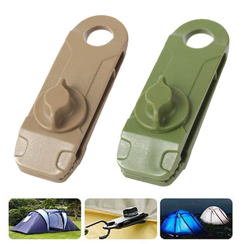 10Pcs Camping Tent Clamps Holder Tarp Clip Caravan Canopies Car Covers Khaki