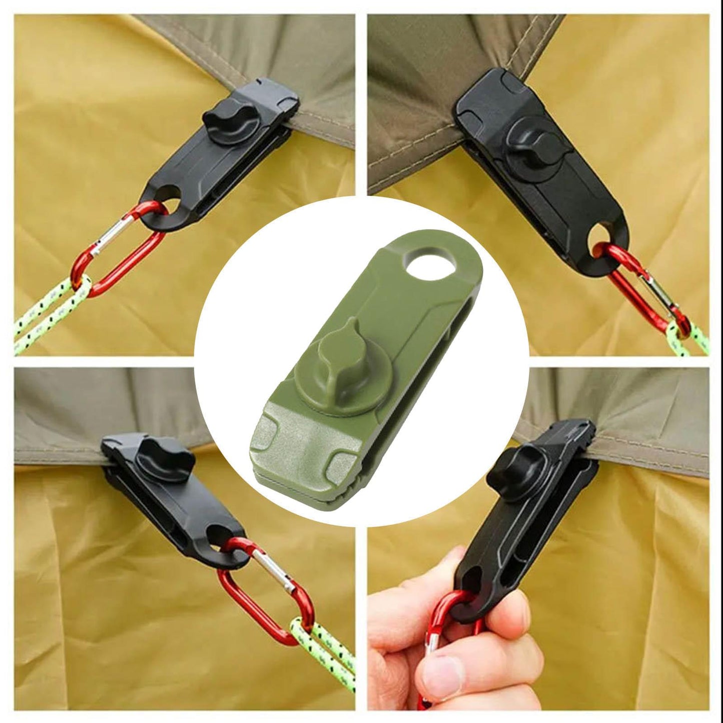 10Pcs Camping Tent Clamps Holder Tarp Clip Caravan Canopies Car Covers Green
