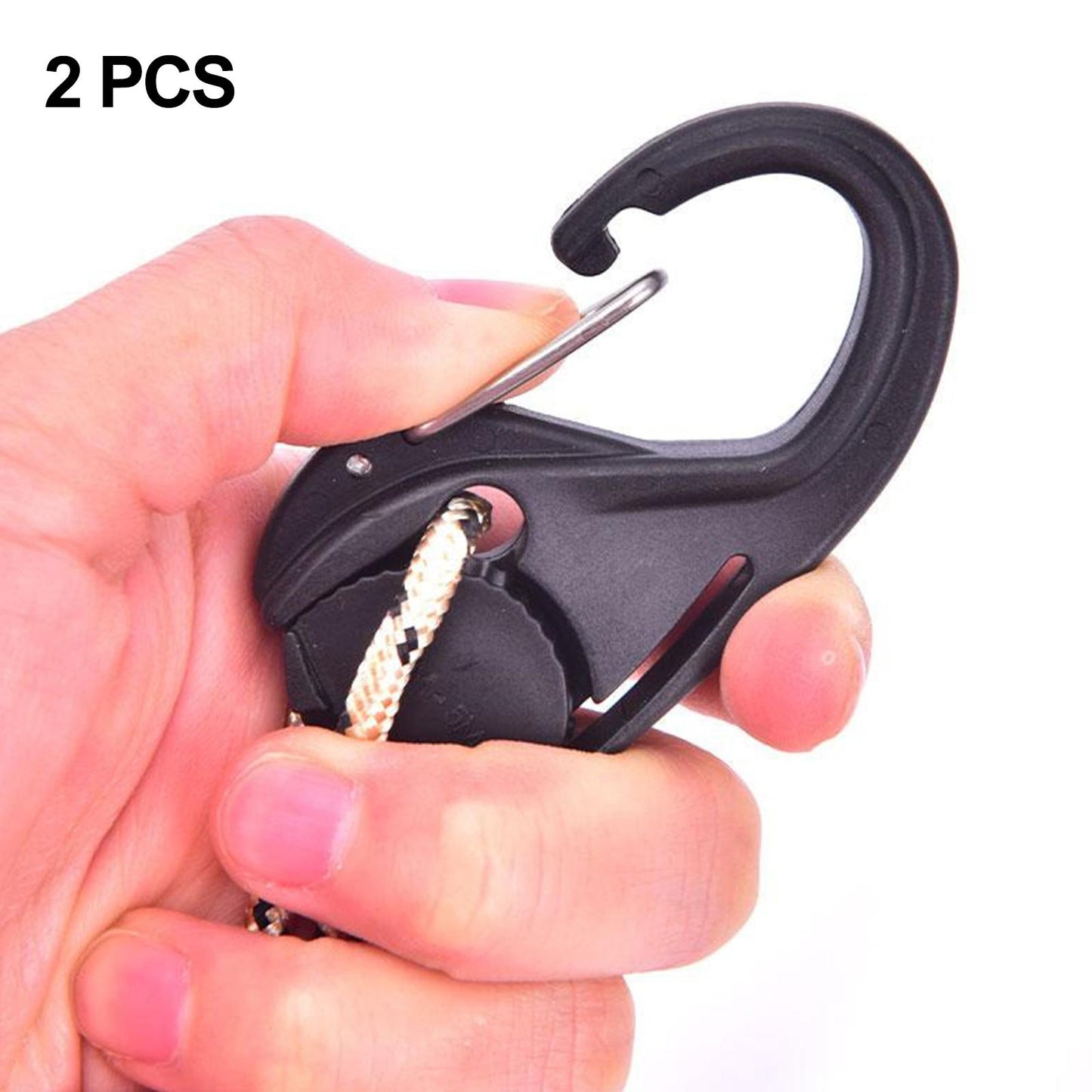 2Pcs Cord Tightener Tie Hook Accs Lightweight Rope Buckle for Camping Tent Small