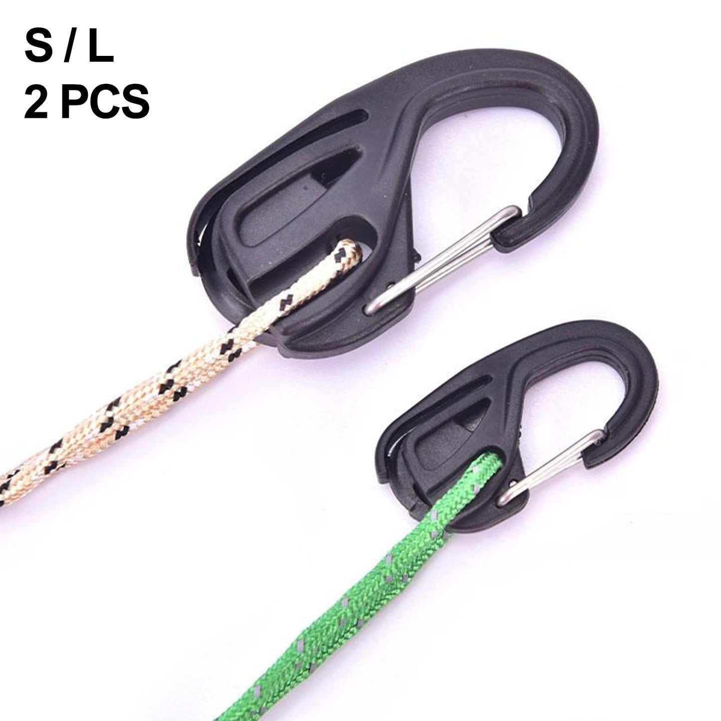 2Pcs Cord Tightener Tie Hook Accs Lightweight Rope Buckle for Camping Tent Small