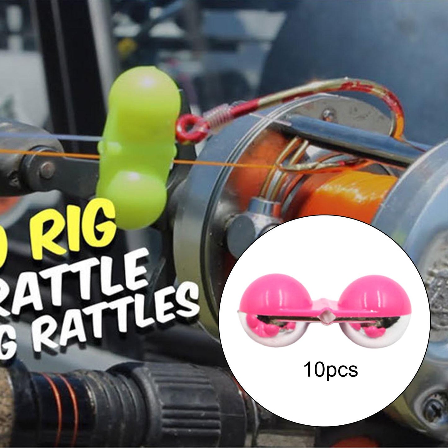 10Pcs Sea Fishing Inline Rattle Fish Bite Alarm DIY Lure Hook Fish Tackle Pink