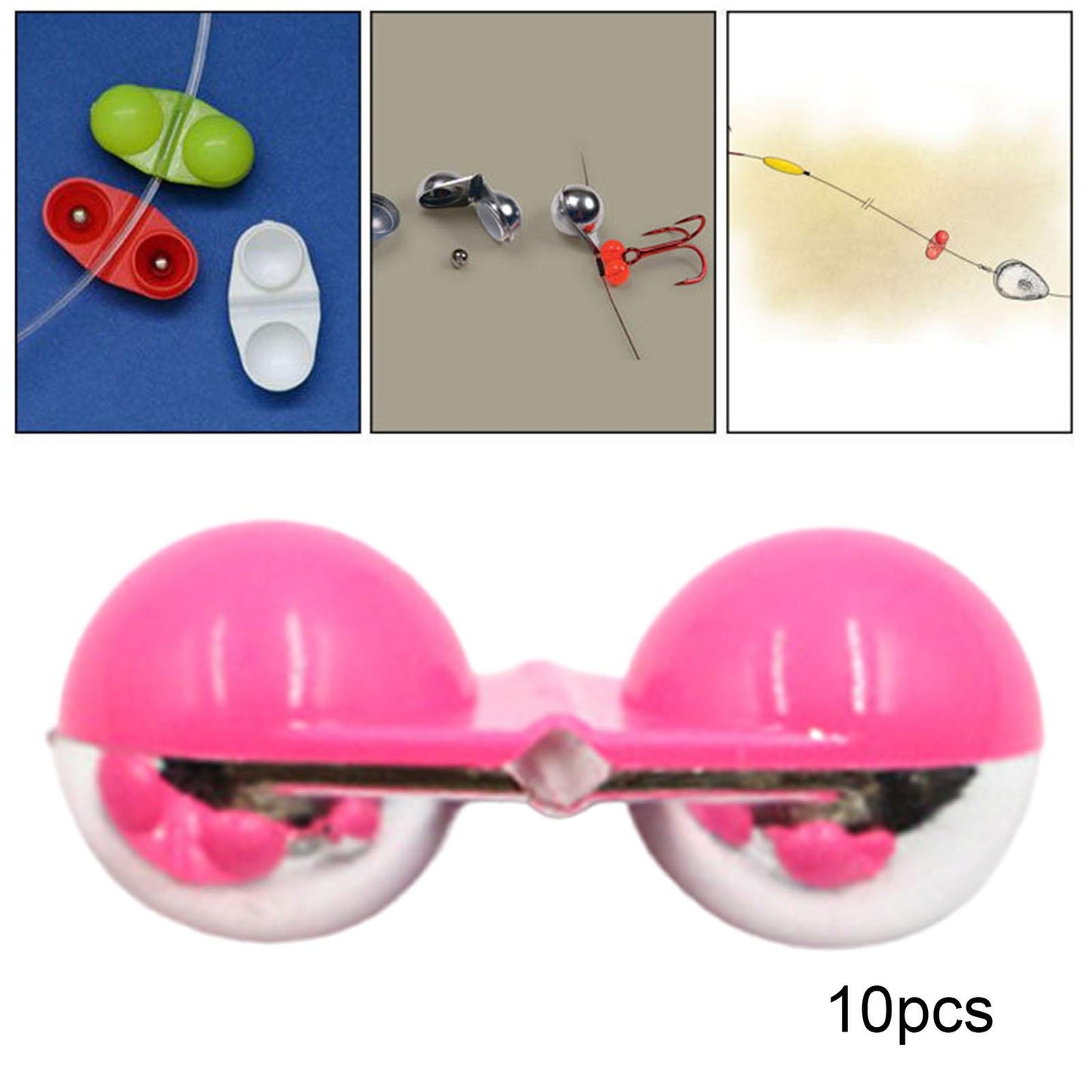 10Pcs Sea Fishing Inline Rattle Fish Bite Alarm DIY Lure Hook Fish Tackle Pink
