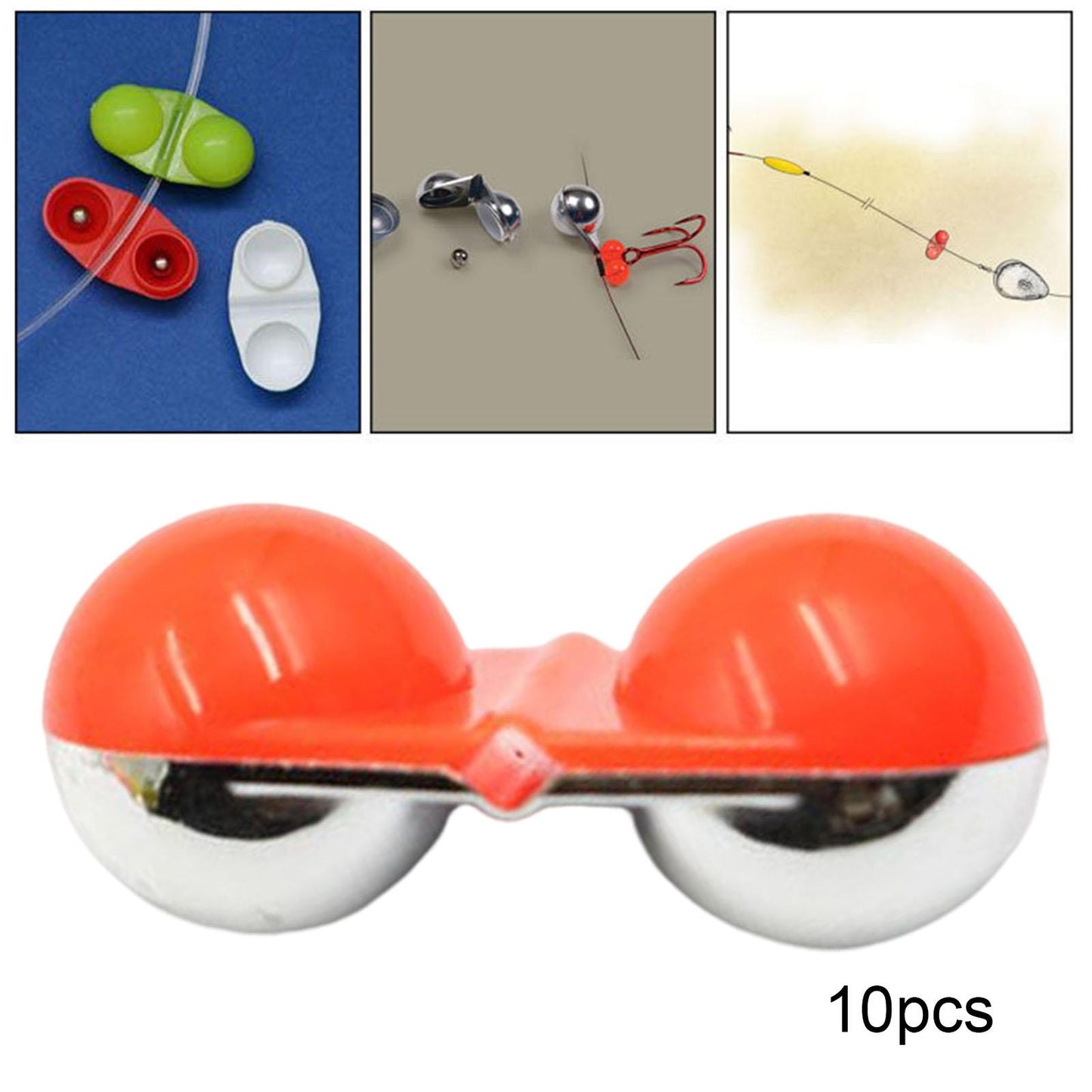 10Pcs Sea Fishing Inline Rattle Fish Bite Alarm DIY Lure Hook Fish Tackle Red