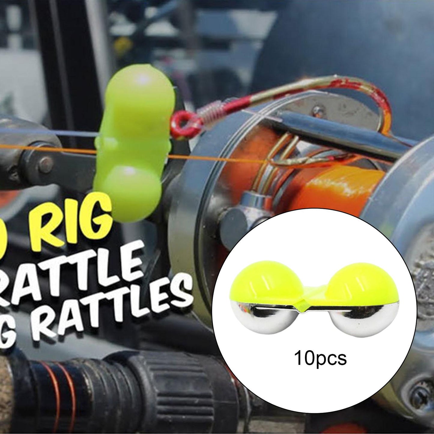 10Pcs Sea Fishing Inline Rattle Fish Bite Alarm DIY Lure Hook Fish Tackle Yellow