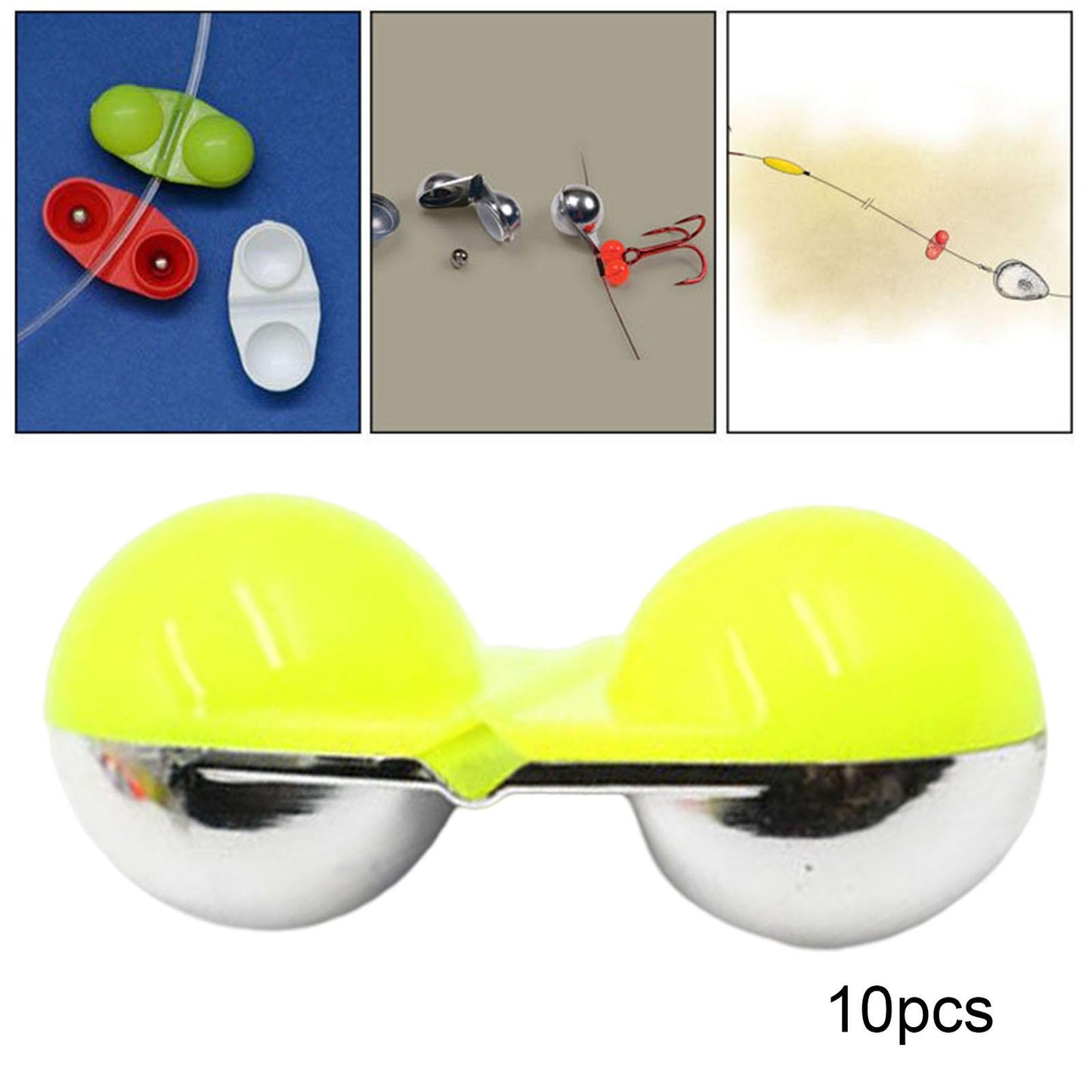 10Pcs Sea Fishing Inline Rattle Fish Bite Alarm DIY Lure Hook Fish Tackle Yellow