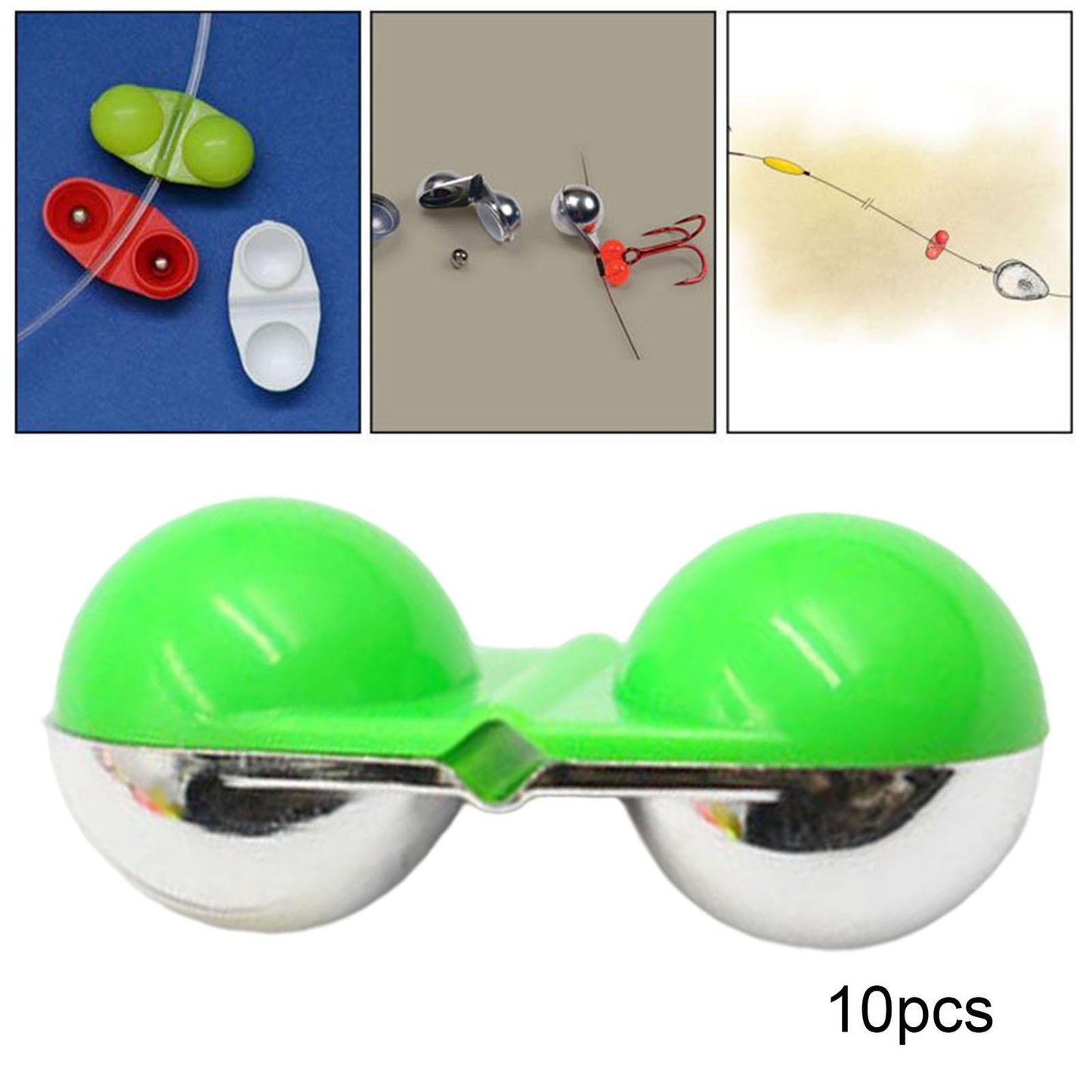 10Pcs Sea Fishing Inline Rattle Fish Bite Alarm DIY Lure Hook Fish Tackle Green
