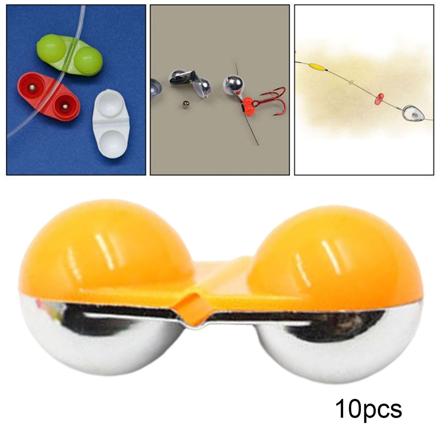 10Pcs Sea Fishing Inline Rattle Fish Bite Alarm DIY Lure Hook Fish Tackle Orange