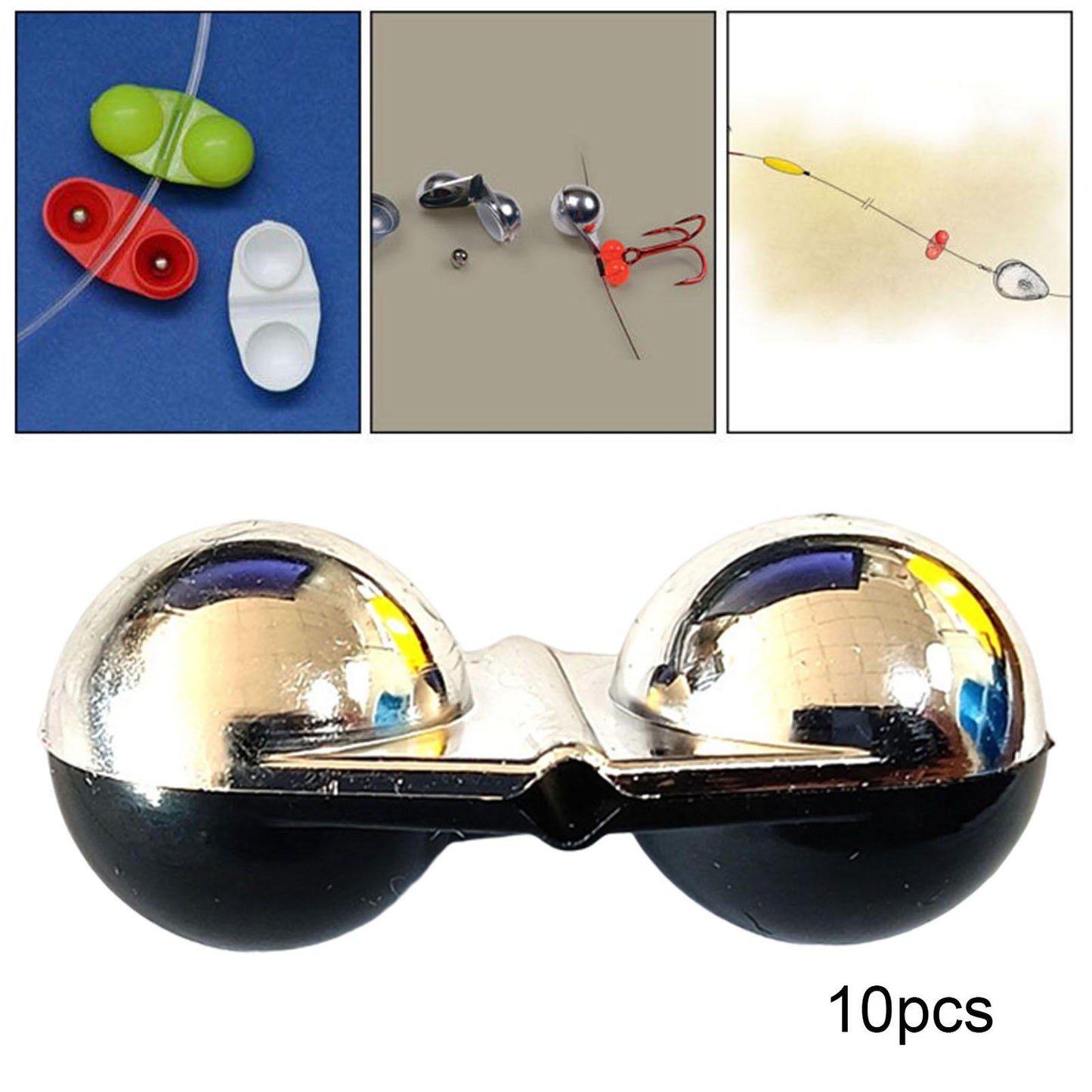 10Pcs Sea Fishing Inline Rattle Fish Bite Alarm DIY Lure Hook Fish Tackle Black