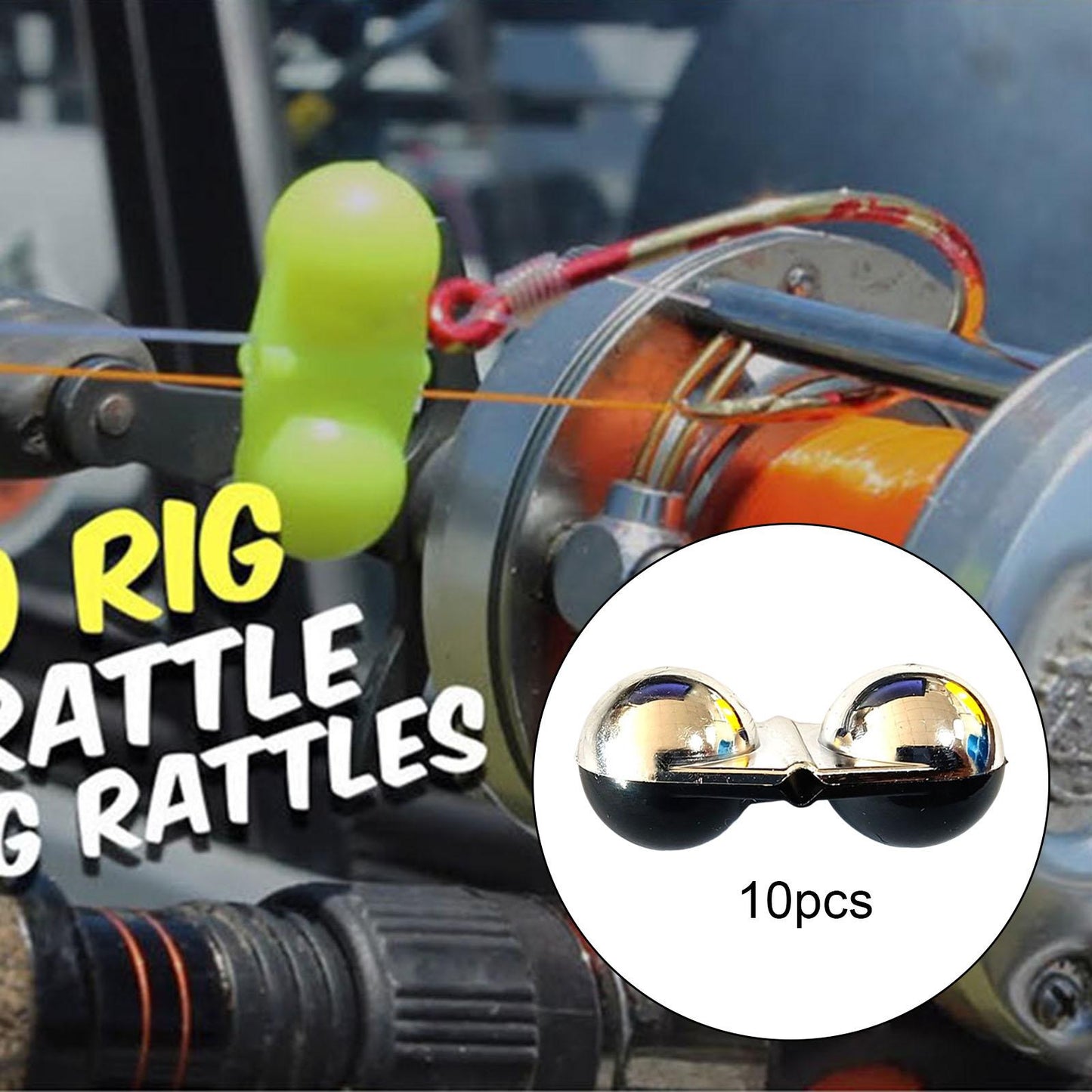 10Pcs Sea Fishing Inline Rattle Fish Bite Alarm DIY Lure Hook Fish Tackle Black