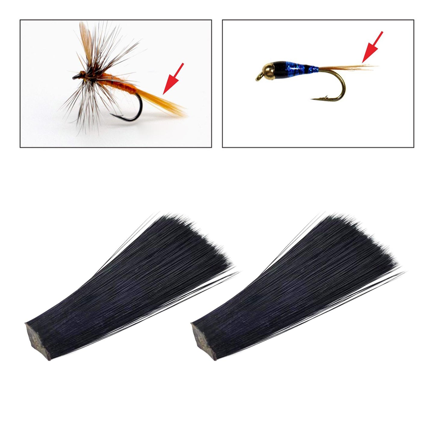 2 Packs Fly Tying Materials Bright Color Fly Tying for Dry and Nymph Fishing Black
