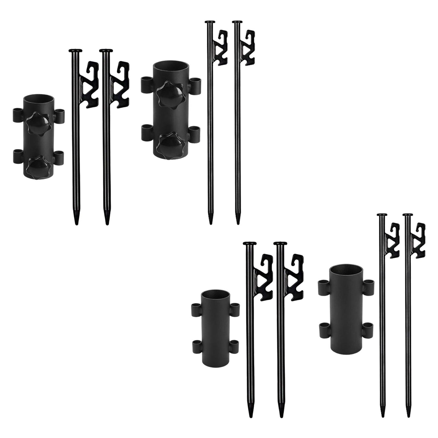 2Pcs Camping Tent Stakes with Rod Fixed Tube 30cm With Nut Holder