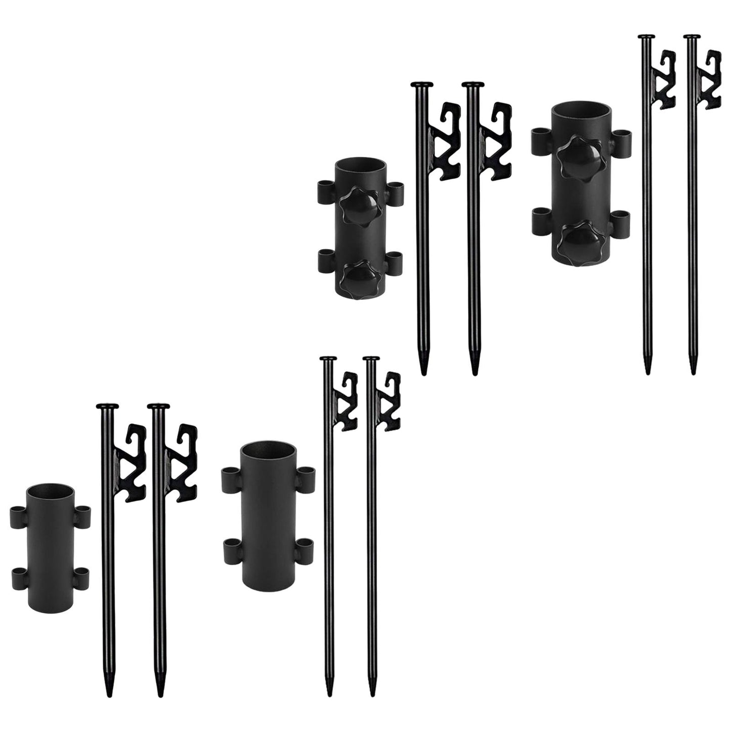 2Pcs Camping Tent Stakes with Rod Fixed Tube 30cm With Nut Holder