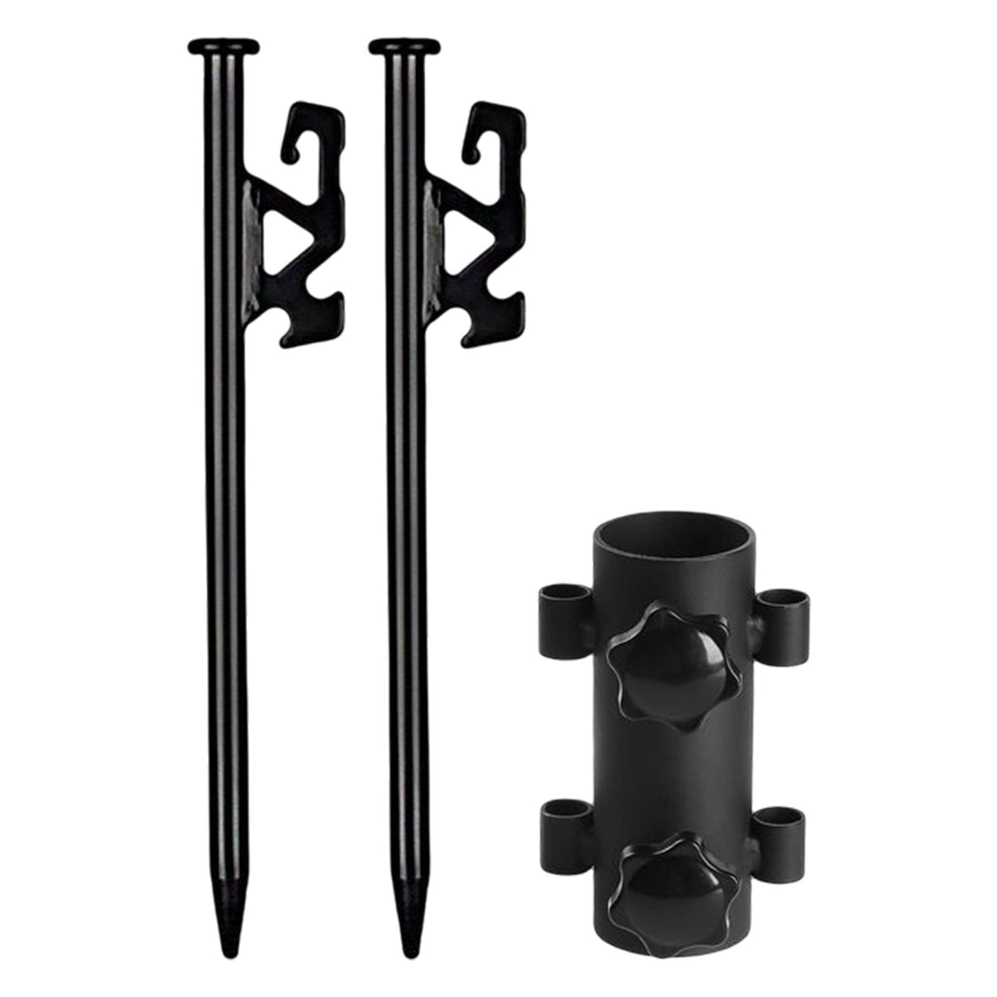 2Pcs Camping Tent Stakes with Rod Fixed Tube 30cm With Nut Holder