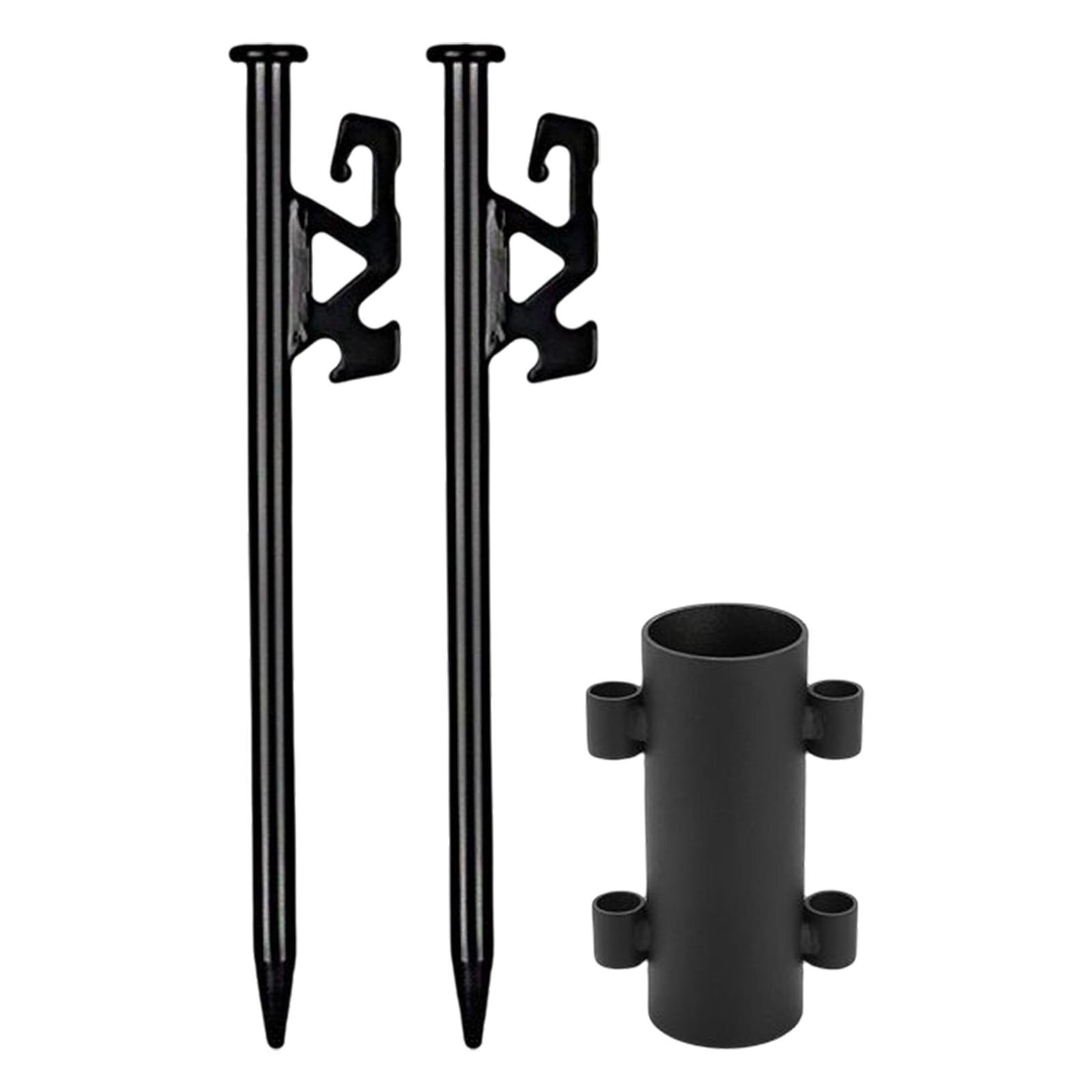 2Pcs Camping Tent Stakes with Rod Fixed Tube 30cm With Holder