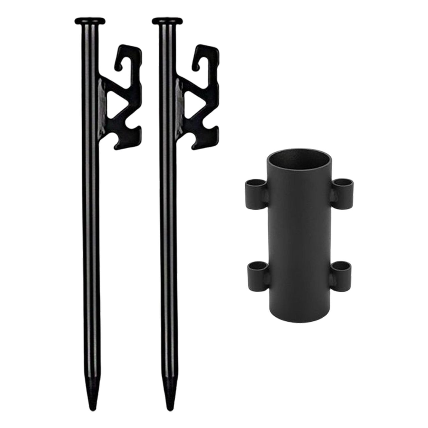 2Pcs Camping Tent Stakes with Rod Fixed Tube 30cm With Holder