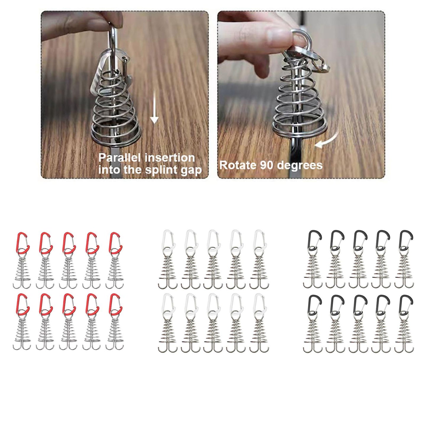 10Pcs Tent Stakes Deck Anchor Peg Spring Buckle Tent Accessories for Outdoor Red