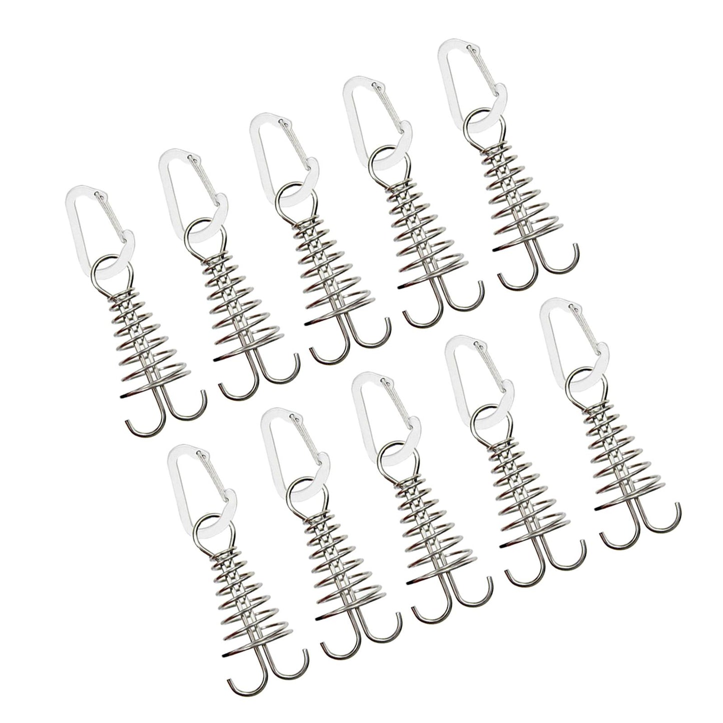 10Pcs Tent Stakes Deck Anchor Peg Spring Buckle Tent Accessories for Outdoor Silver