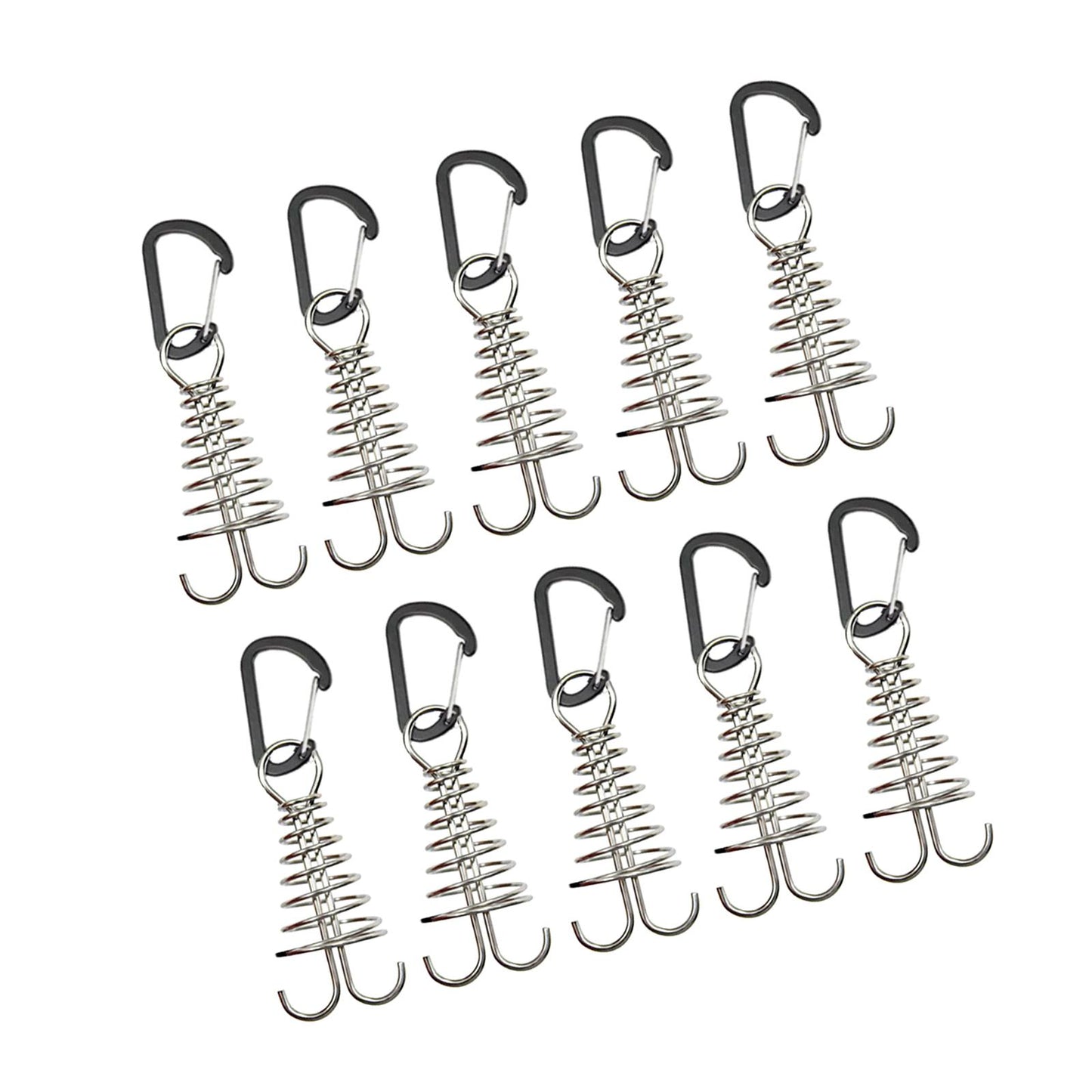10Pcs Tent Stakes Deck Anchor Peg Spring Buckle Tent Accessories for Outdoor Black