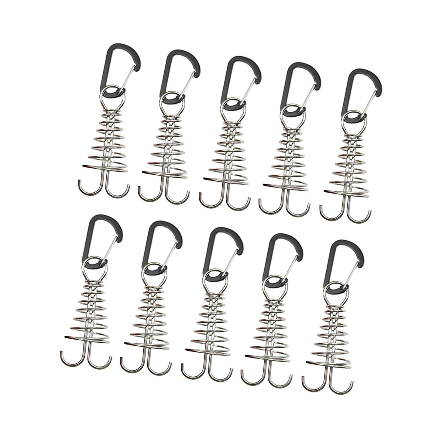10Pcs Tent Stakes Deck Anchor Peg Spring Buckle Tent Accessories for Outdoor Black