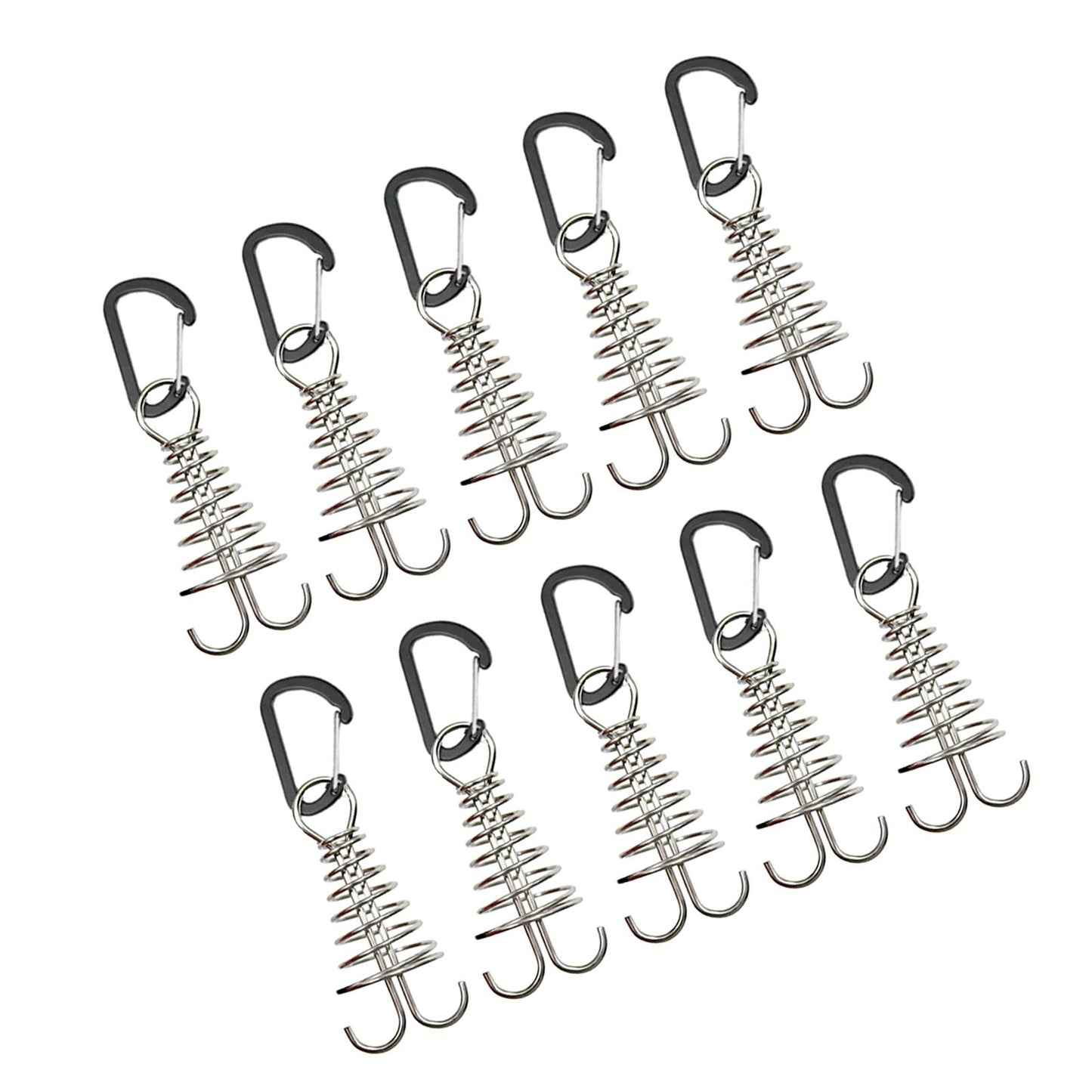 10Pcs Tent Stakes Deck Anchor Peg Spring Buckle Tent Accessories for Outdoor Black