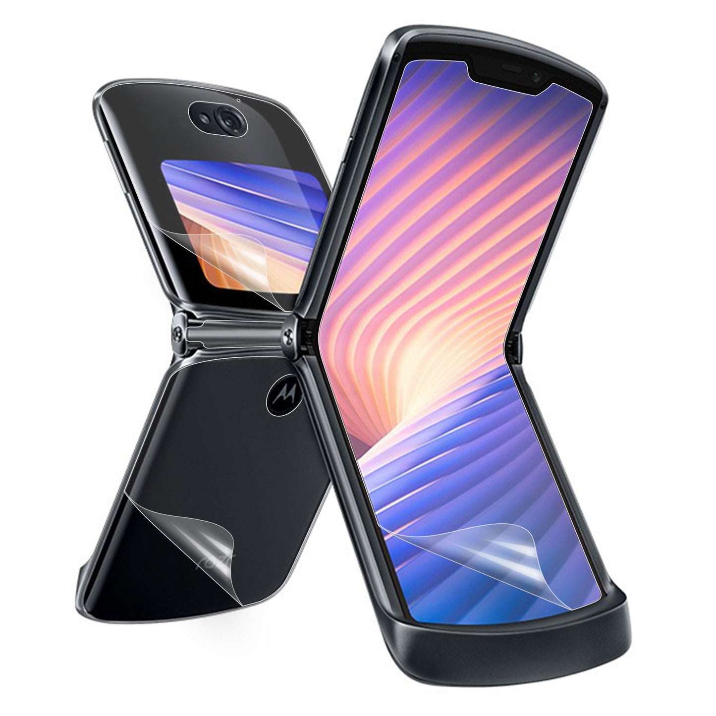 RURIHAI 1 Set / 2Pcs Front Screen Back Protector for Motorola Razr 5G, Anti-scratch Full Glue Front Back PET Protector