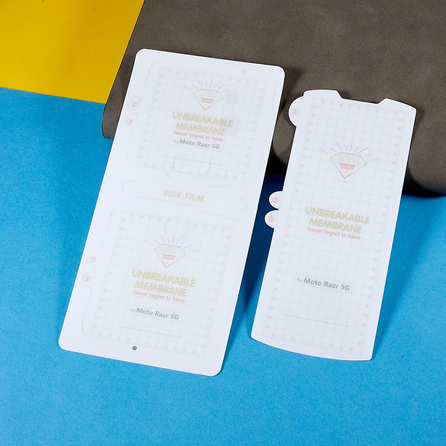 RURIHAI 1 Set / 2Pcs Front Screen Back Protector for Motorola Razr 5G, Anti-scratch Full Glue Front Back PET Protector