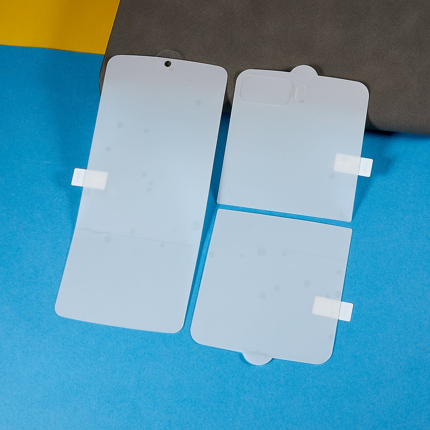 Uniqkart for Motorola Razr 2022 5G, HD PET Screen Protector Anti-Scratch Soft Screen Film Set with Back, Front + Camera Lens Film