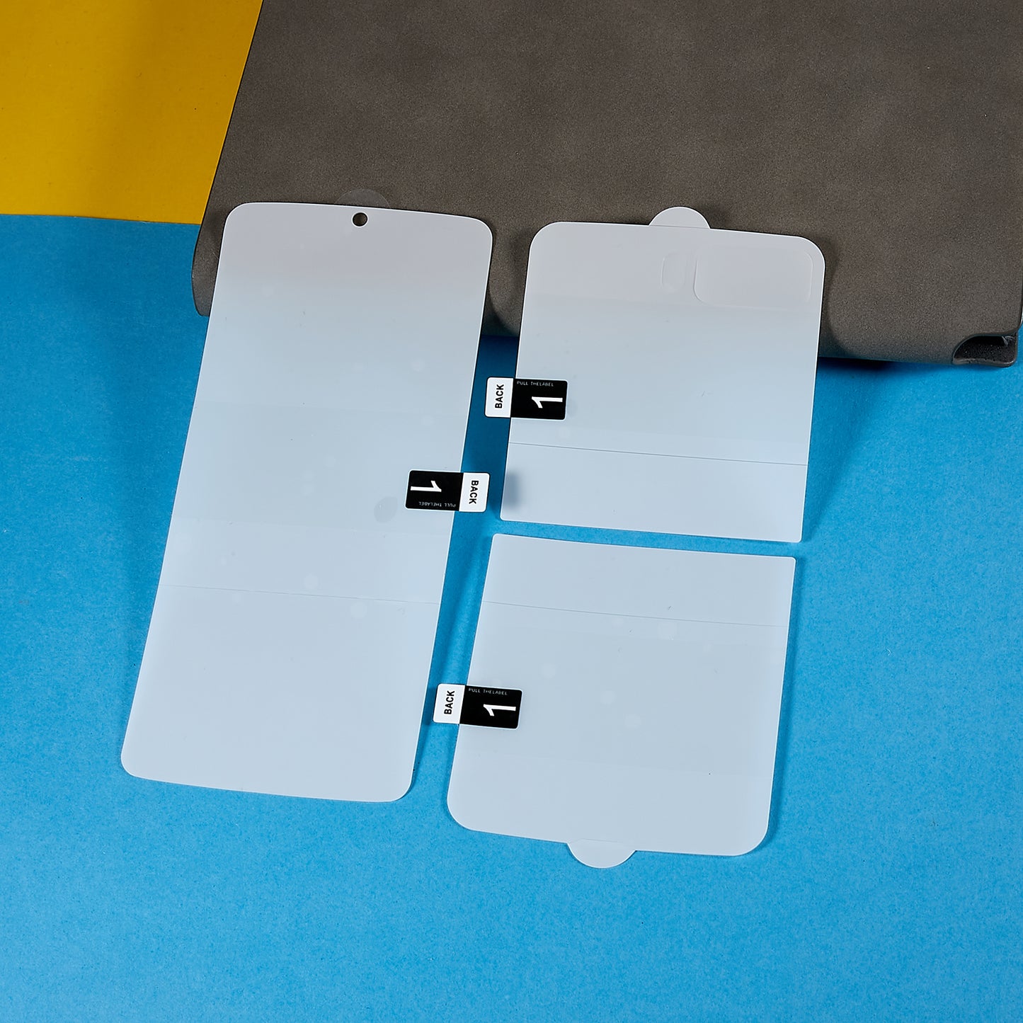 Uniqkart for Motorola Razr 2022 5G, HD PET Screen Protector Anti-Scratch Soft Screen Film Set with Back, Front + Camera Lens Film