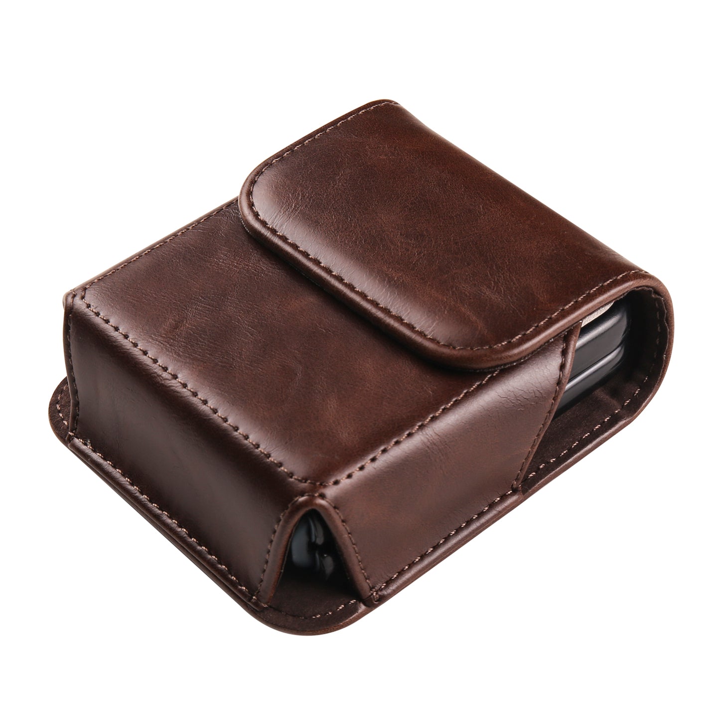 Uniqkart for Samsung Galaxy Z Flip3 5G / Z Flip4 5G / Z Flip5 5G Crazy Horse PU Leather Phone Belt Bag Wasit Phone Holster Pouch - Coffee