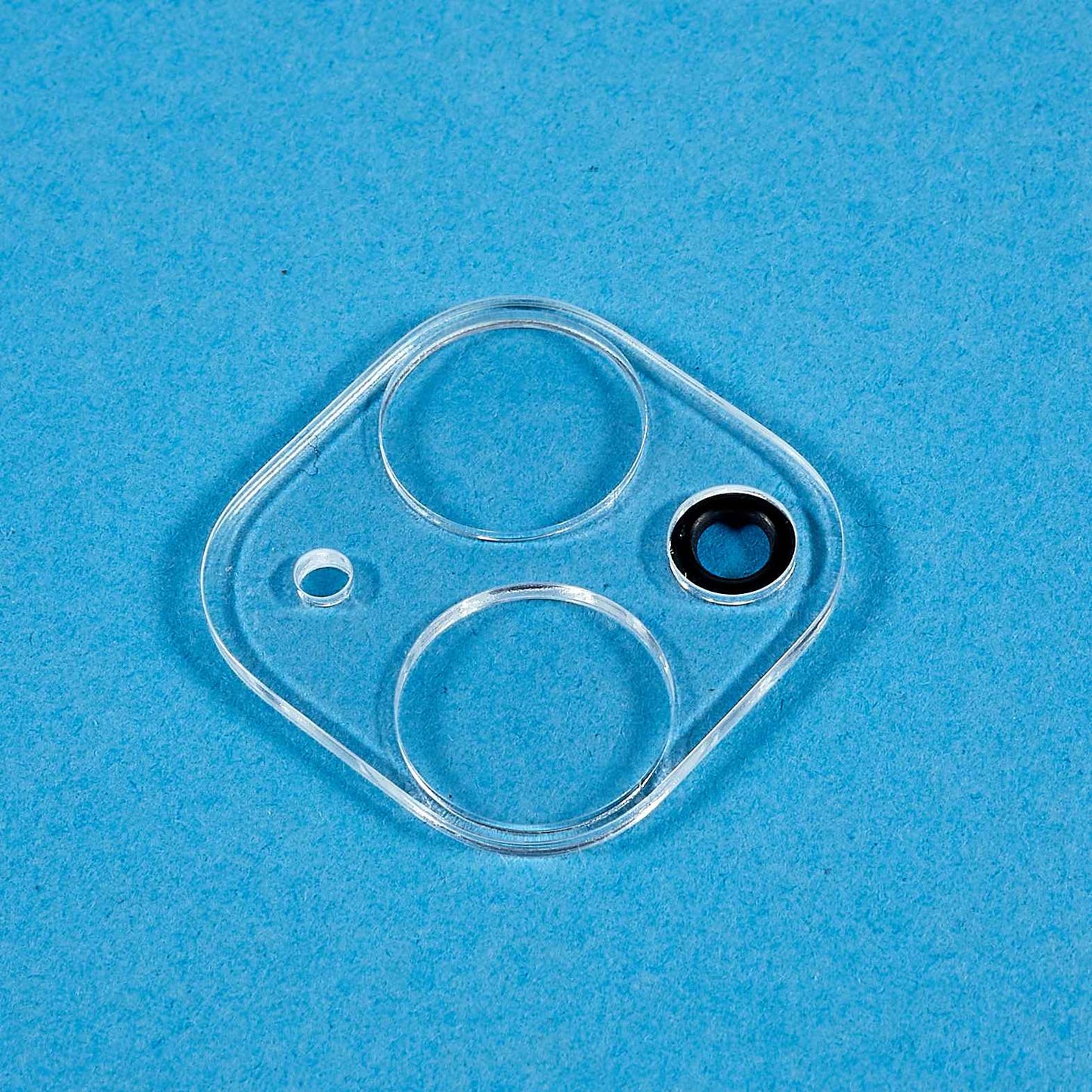 Uniqkart for iPhone 15 Plus Anti-scratch Tempered Glass Lens Film Silk Printing Camera Lens Protector with Bottom Plate