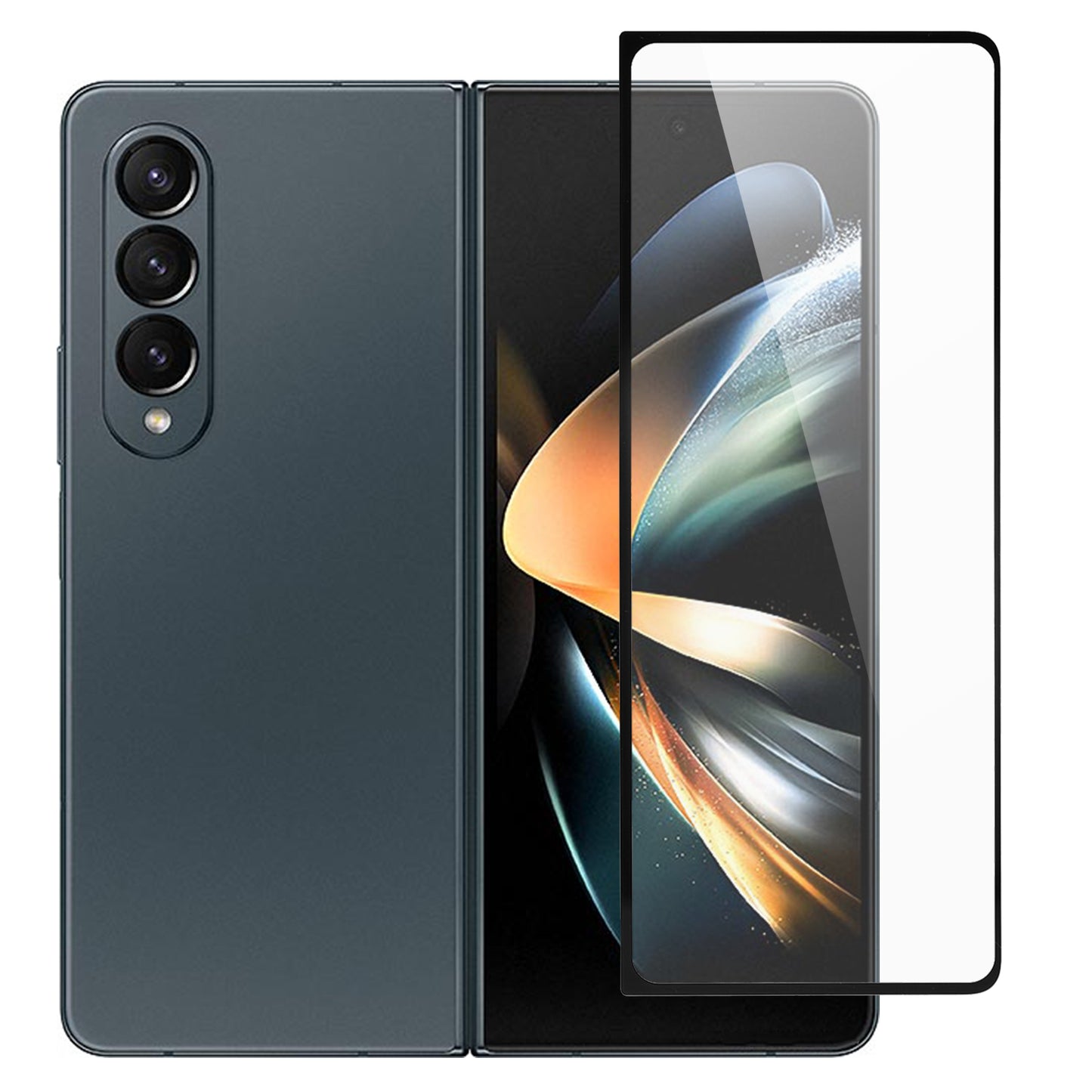 Uniqkart for Samsung Galaxy Z Fold5 5G Full Glue Phone Full Screen Protector Silk Printing Tempered Glass Film