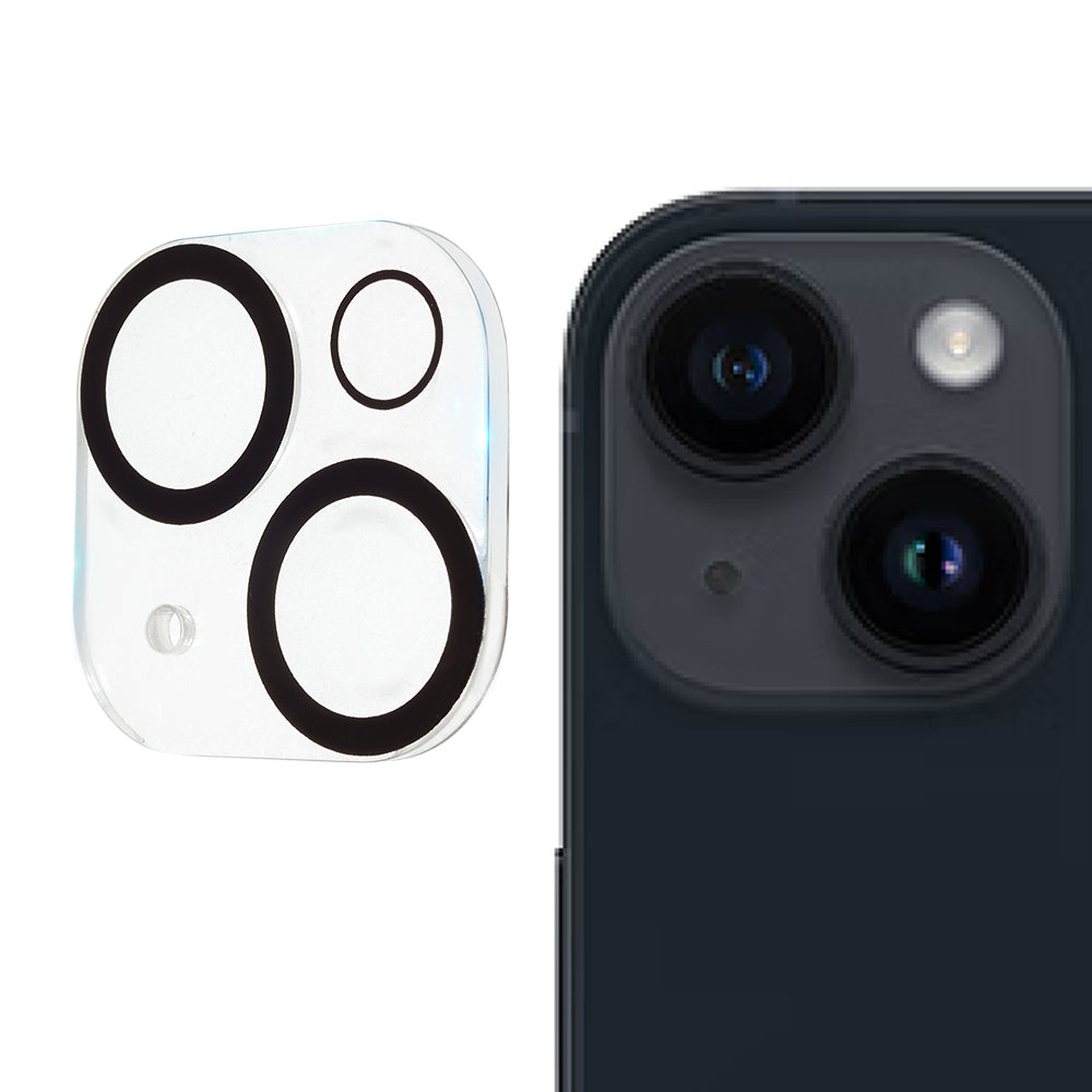 Uniqkart for iPhone 15 Plus Tempered Glass Camera Lens Protector Ultra Clear Anti-scratch Phone Lens Film - Black