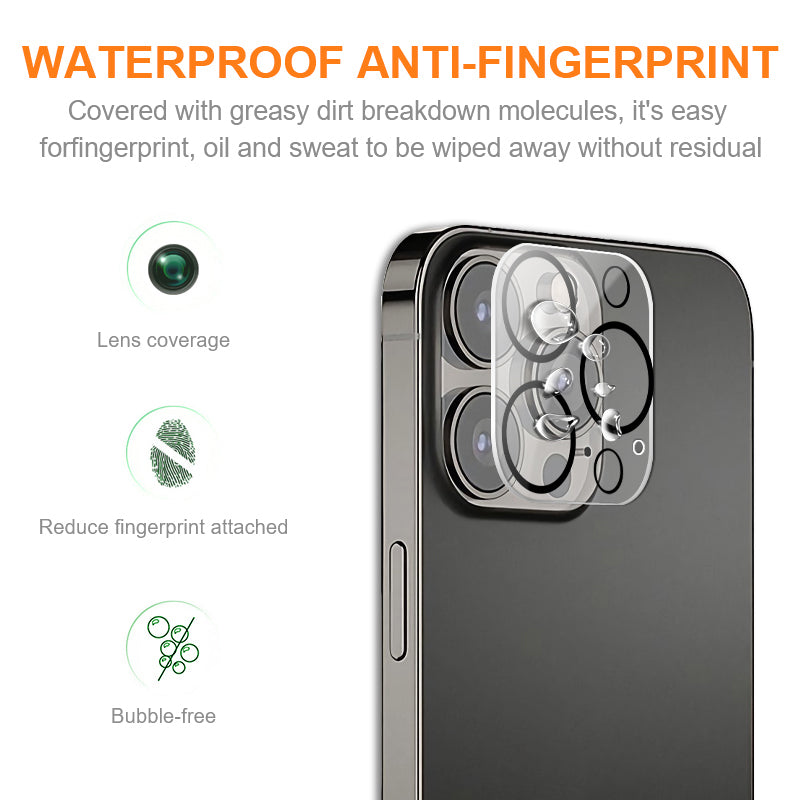 For iPhone 15 Pro Max Tempered Glass Lens Protector Silk Printing Phone Lens Film with Night Circle