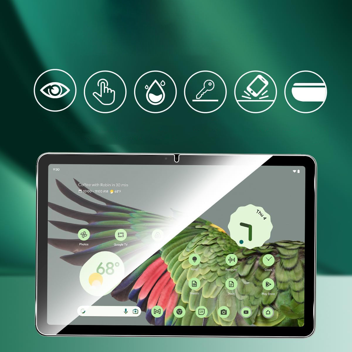 Tablet Screen Protector for Google Pixel Tablet , Tempered Glass Arc Edge Ultra Clear Full Screen Film