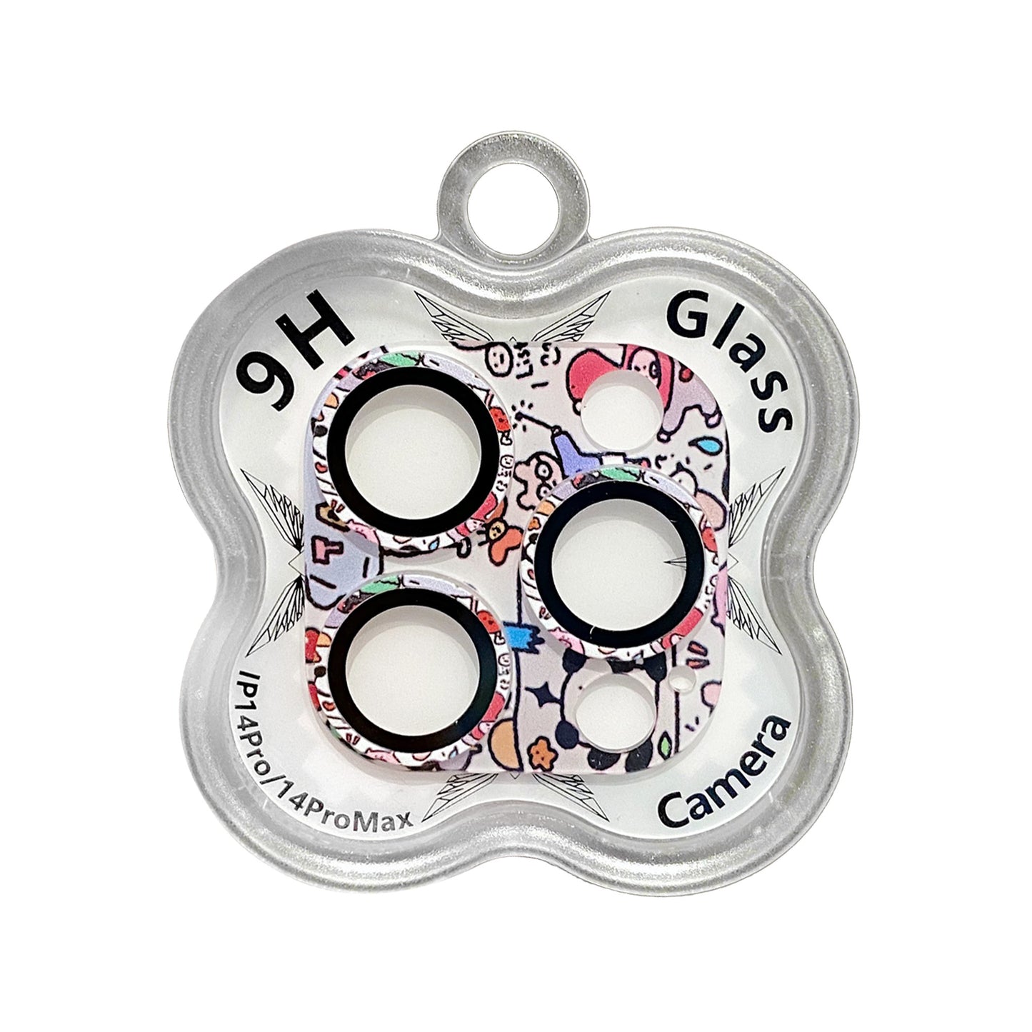 Uniqkart For iPhone 14 Pro / 14 Pro Max Camera Lens Protector 9H Tempered Glass Pattern Lens Film - Style A