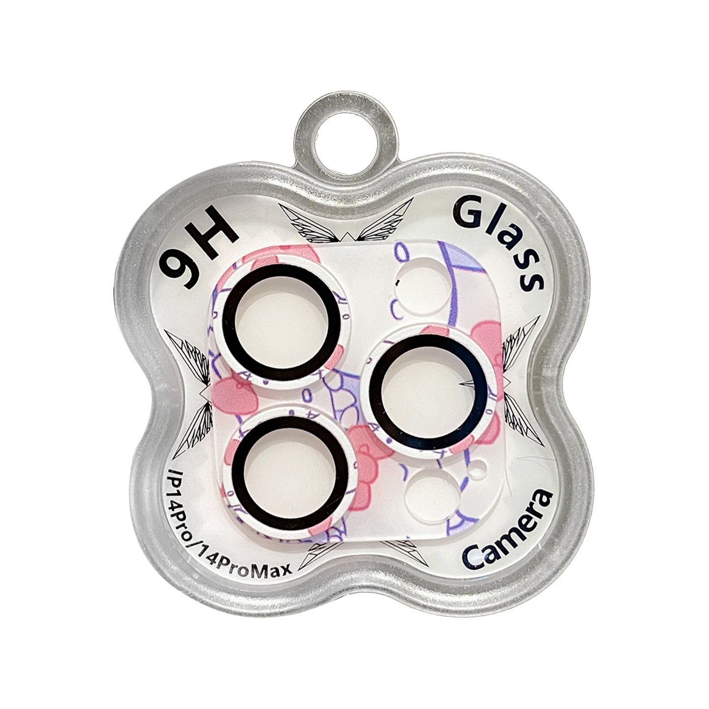 Uniqkart For iPhone 14 Pro / 14 Pro Max Camera Lens Protector 9H Tempered Glass Pattern Lens Film - Style B