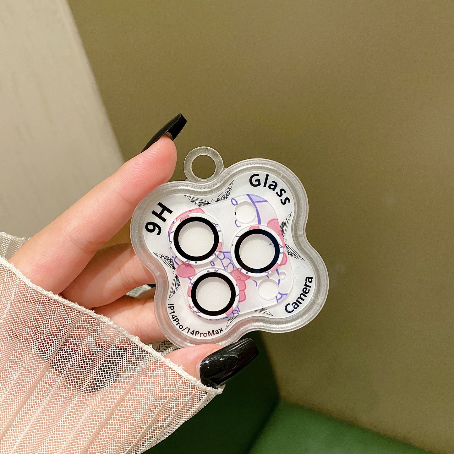 Uniqkart For iPhone 14 Pro / 14 Pro Max Camera Lens Protector 9H Tempered Glass Pattern Lens Film - Style B