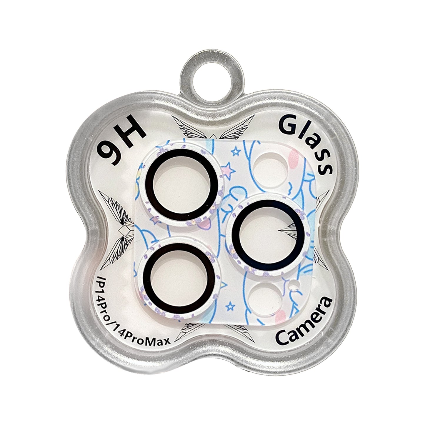 Uniqkart For iPhone 14 Pro / 14 Pro Max Camera Lens Protector 9H Tempered Glass Pattern Lens Film - Style C