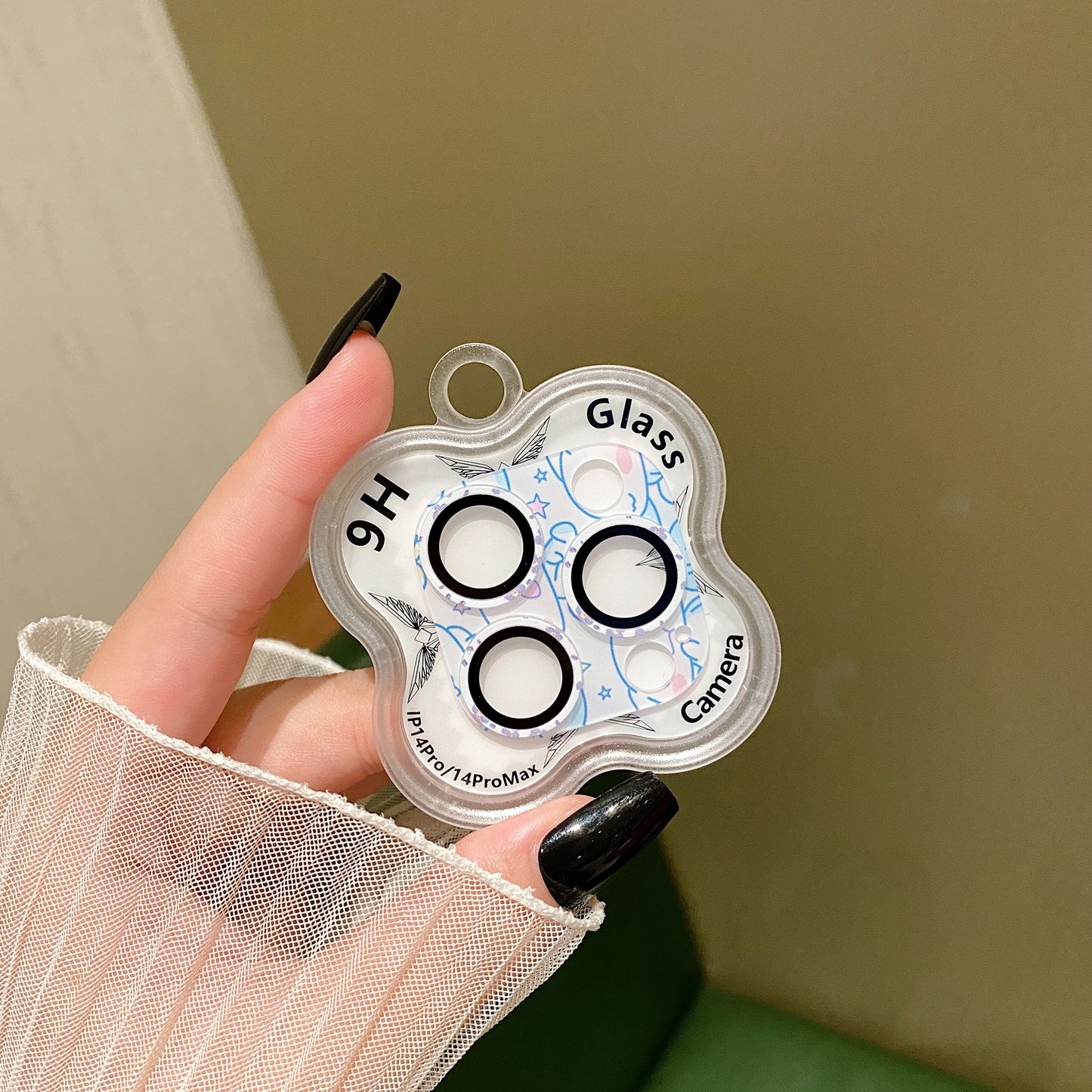 Uniqkart For iPhone 14 Pro / 14 Pro Max Camera Lens Protector 9H Tempered Glass Pattern Lens Film - Style C