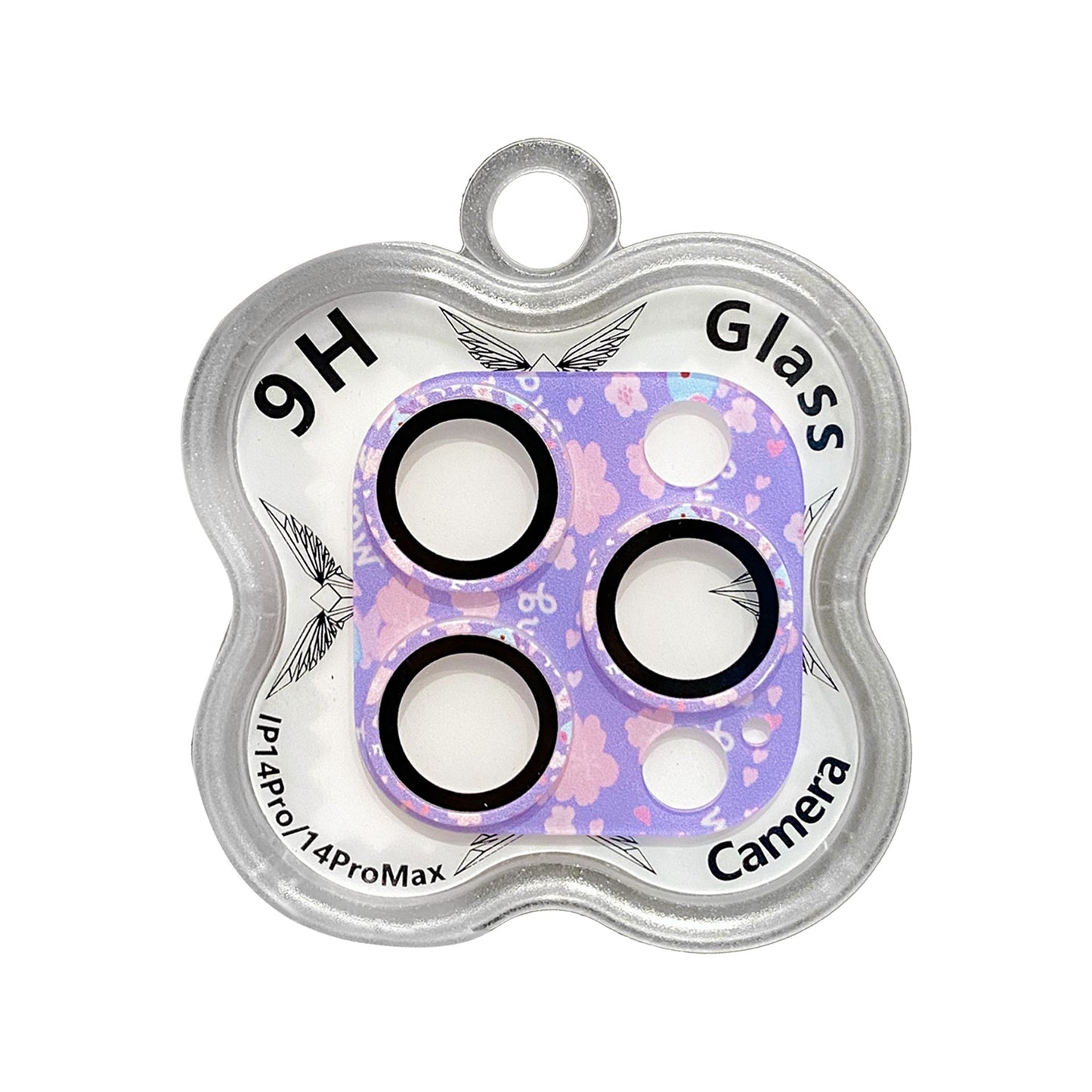 Uniqkart For iPhone 14 Pro / 14 Pro Max Camera Lens Protector 9H Tempered Glass Pattern Lens Film - Style E