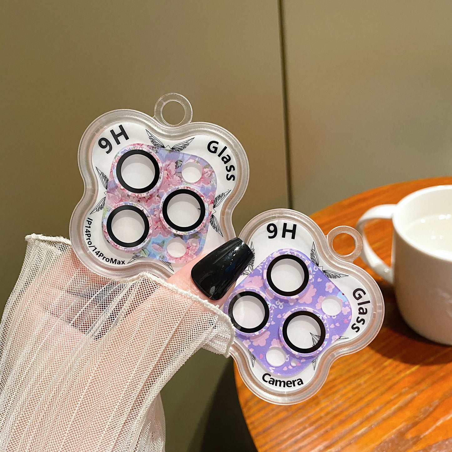 Uniqkart For iPhone 14 Pro / 14 Pro Max Camera Lens Protector 9H Tempered Glass Pattern Lens Film - Style E