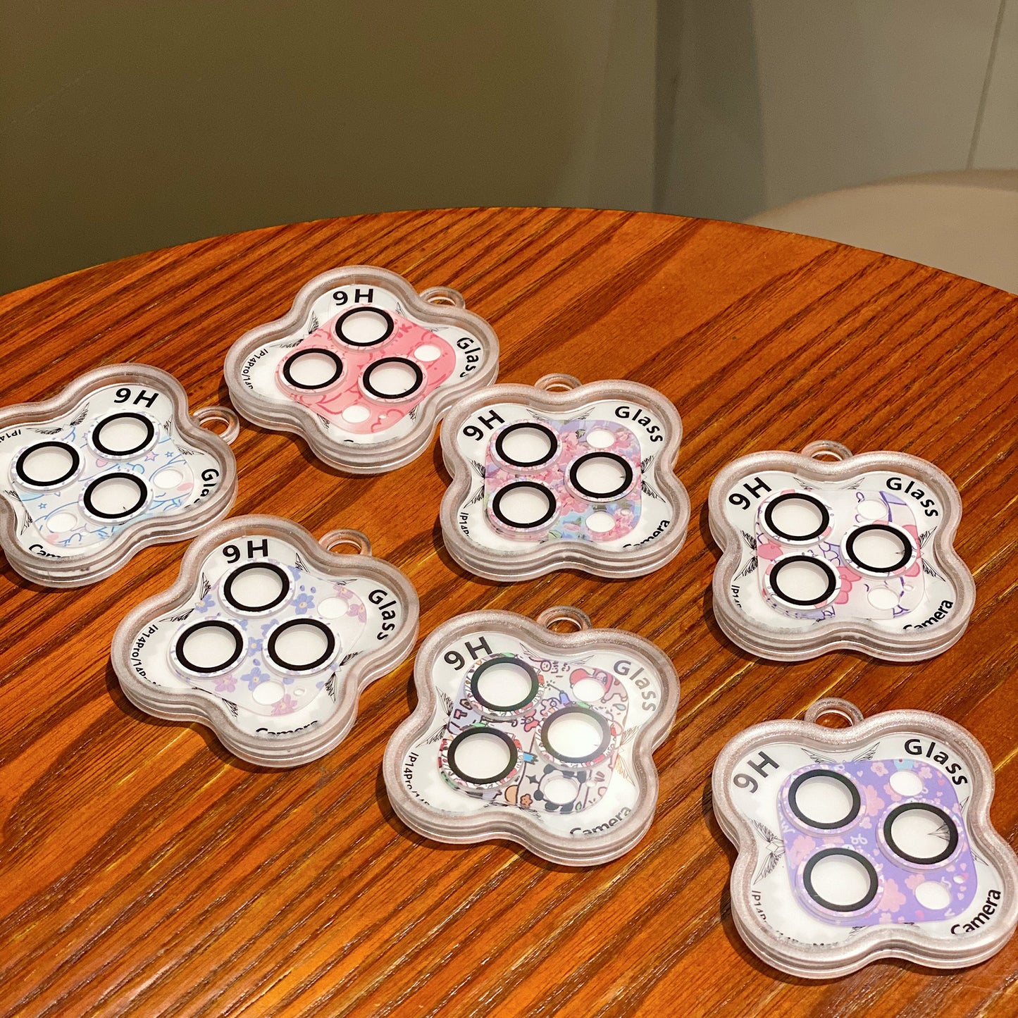 Uniqkart For iPhone 14 Pro / 14 Pro Max Camera Lens Protector 9H Tempered Glass Pattern Lens Film - Style F