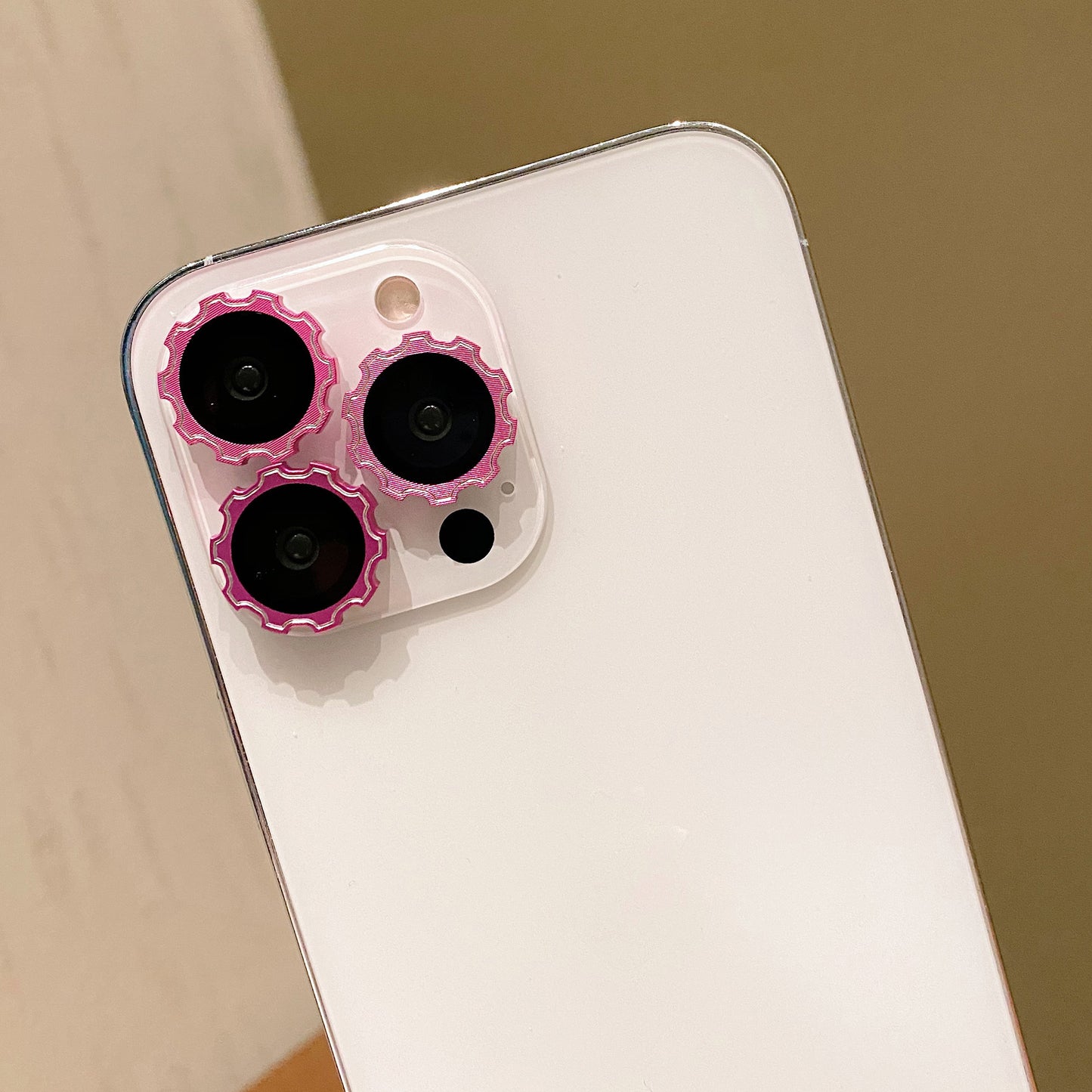 Uniqkart For iPhone 14 Pro / 14 Pro Max Camera Lens Protector Screw Cap Design Tempered Glass Ring Lens Cover Film - Rose