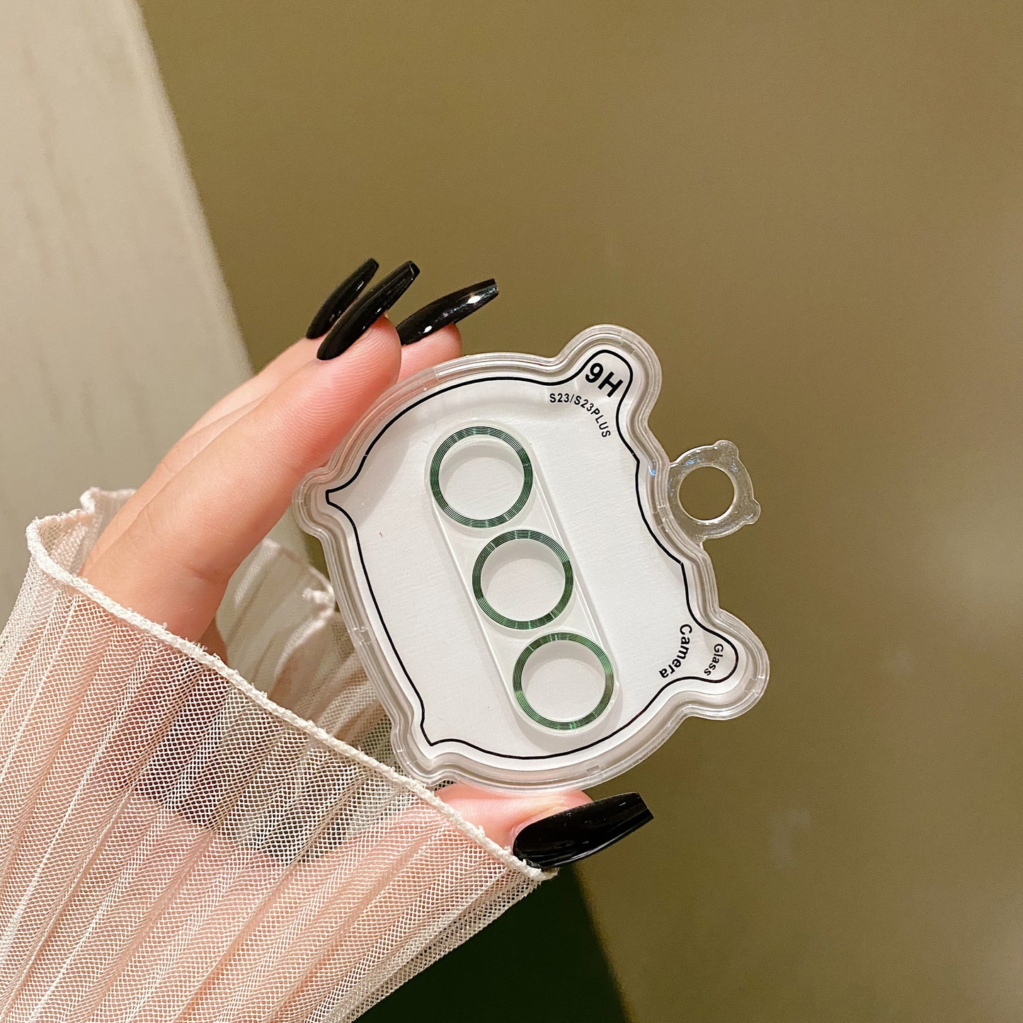 Uniqkart For Samsung Galaxy S23 / S23+ Camera Lens Protector CD Texture Tempered Glass Back Lens Film - Blackish Green