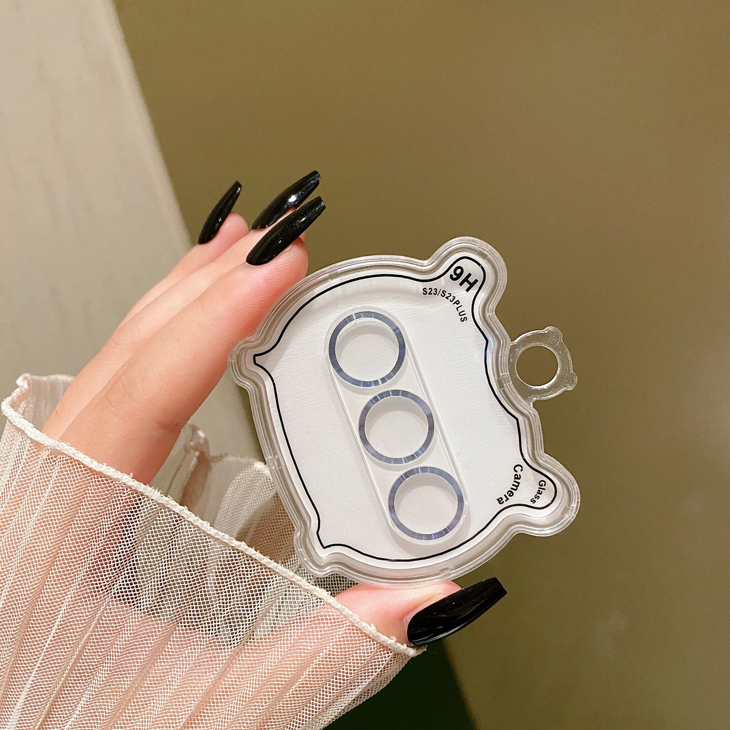 Uniqkart For Samsung Galaxy S23 / S23+ Camera Lens Protector CD Texture Tempered Glass Back Lens Film - Blue