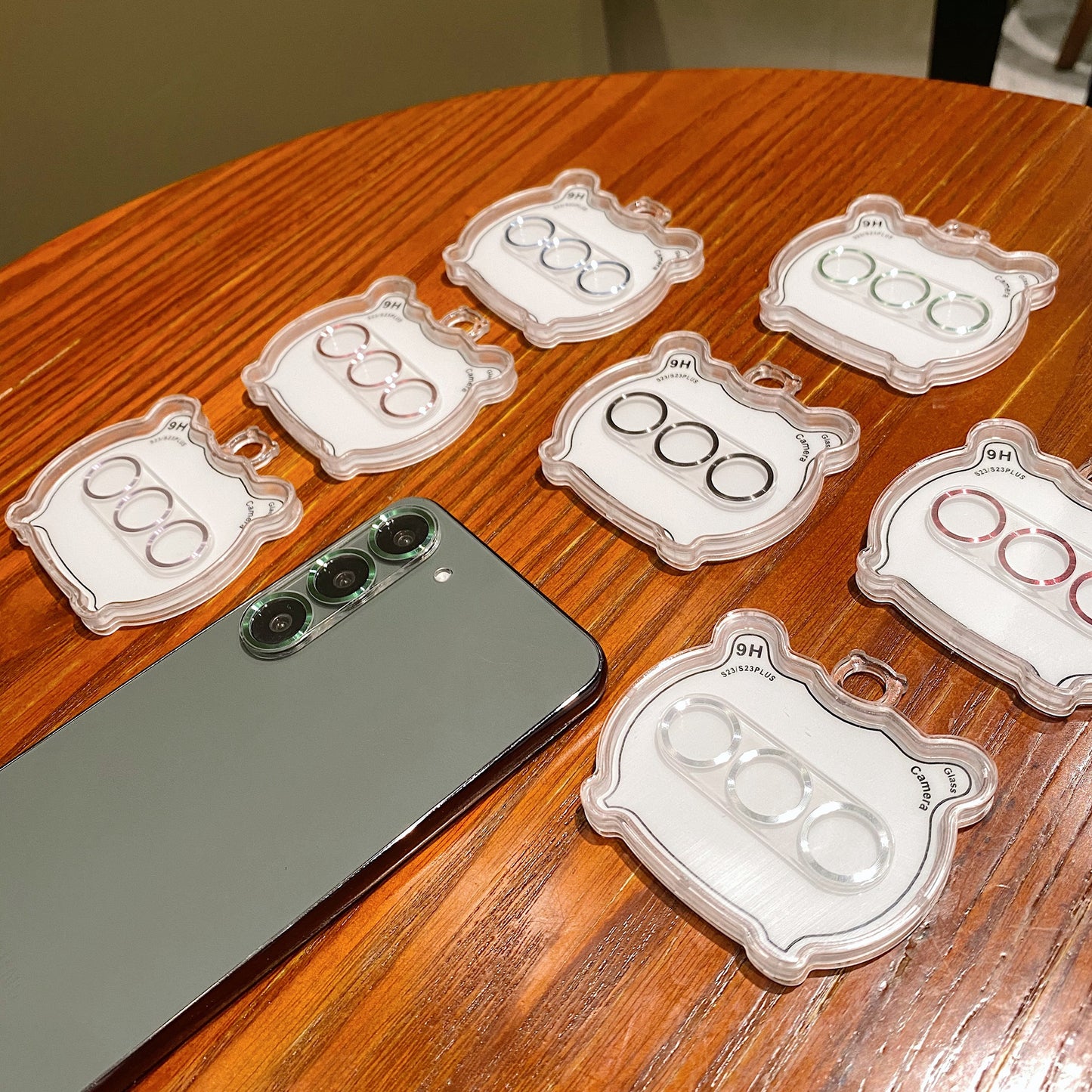 Uniqkart For Samsung Galaxy S23 / S23+ Camera Lens Protector CD Texture Tempered Glass Back Lens Film - Blue